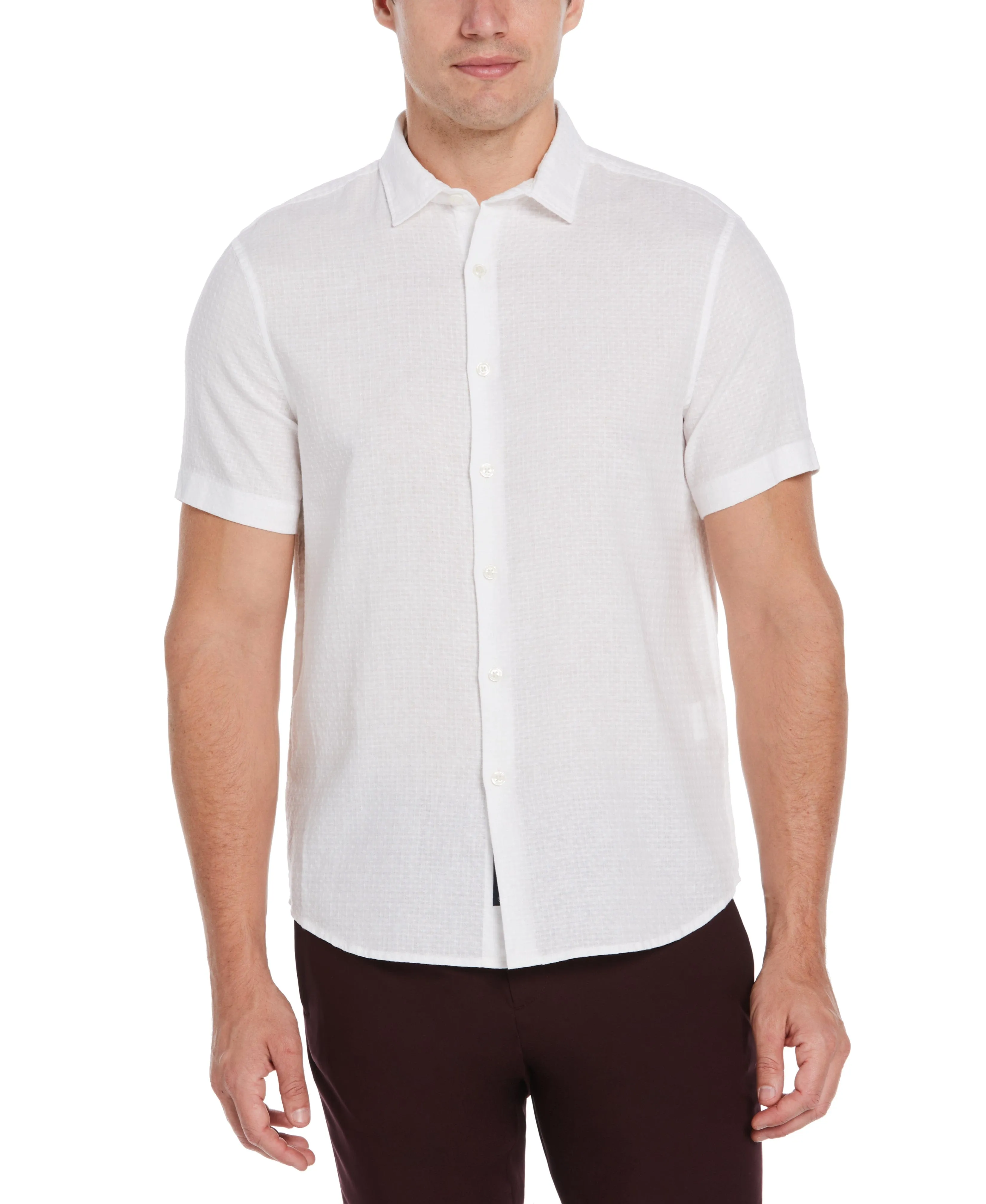 Linen Dobby Short Sleeve Shirt sold by Perry Ellis
