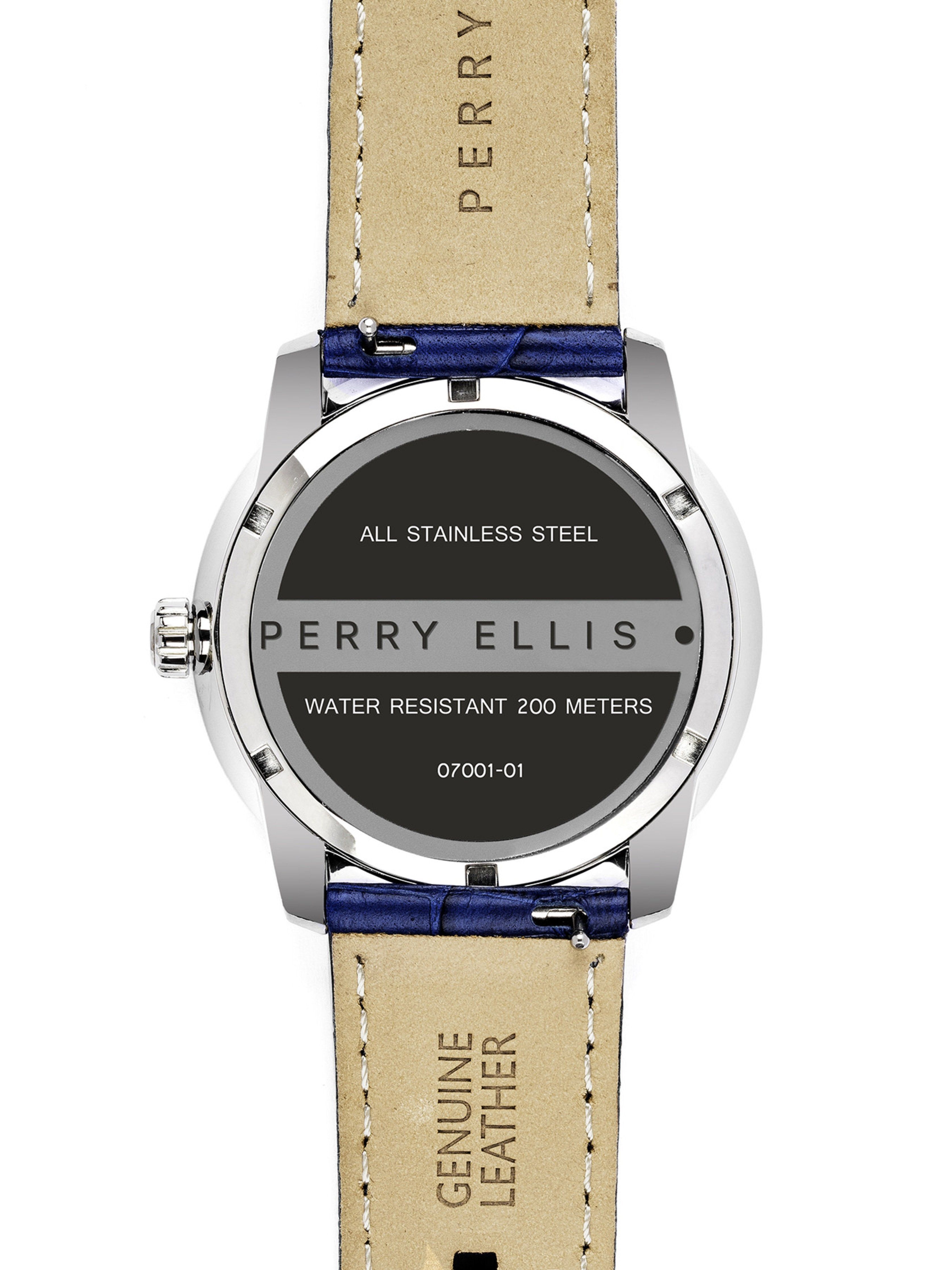 Slim Line Navy Leather Watch sold by Perry Ellis product image thumbnail 4