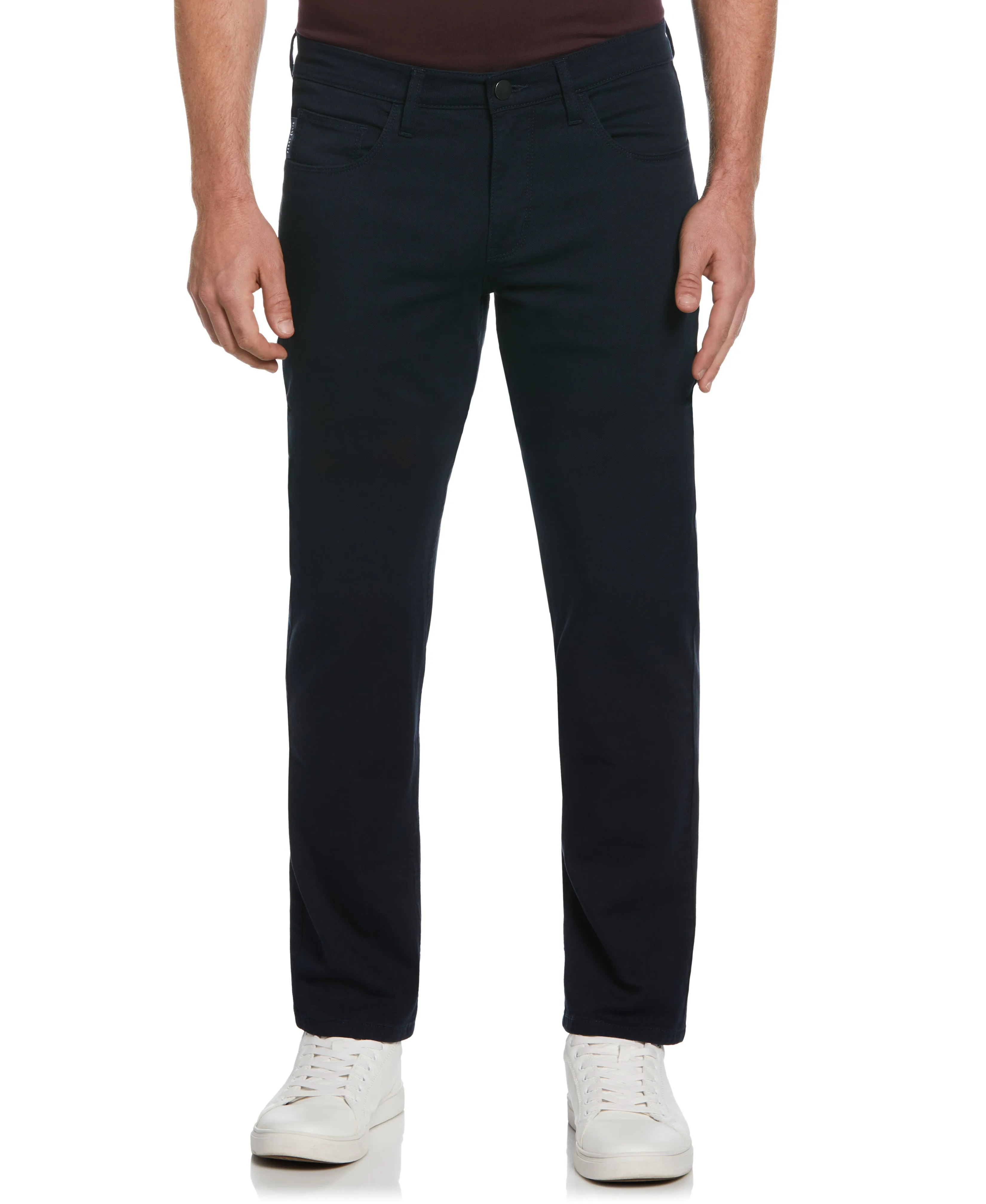 Slim Fit Dyed Solid Twill Five Pocket Pant sold by Perry Ellis