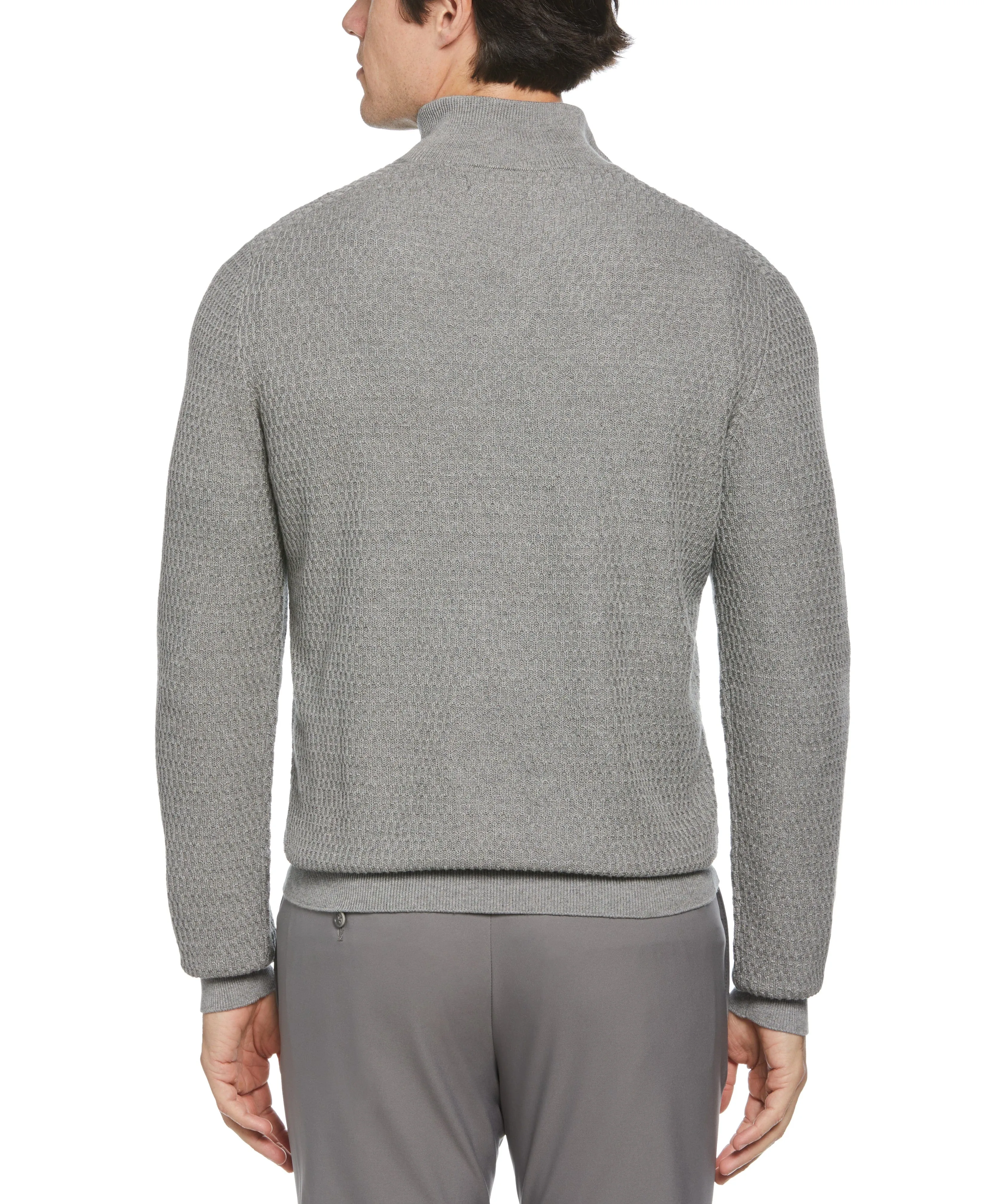 Ribbed Mock Neck Quarter Zip Sweater sold by Perry Ellis product image thumbnail 2