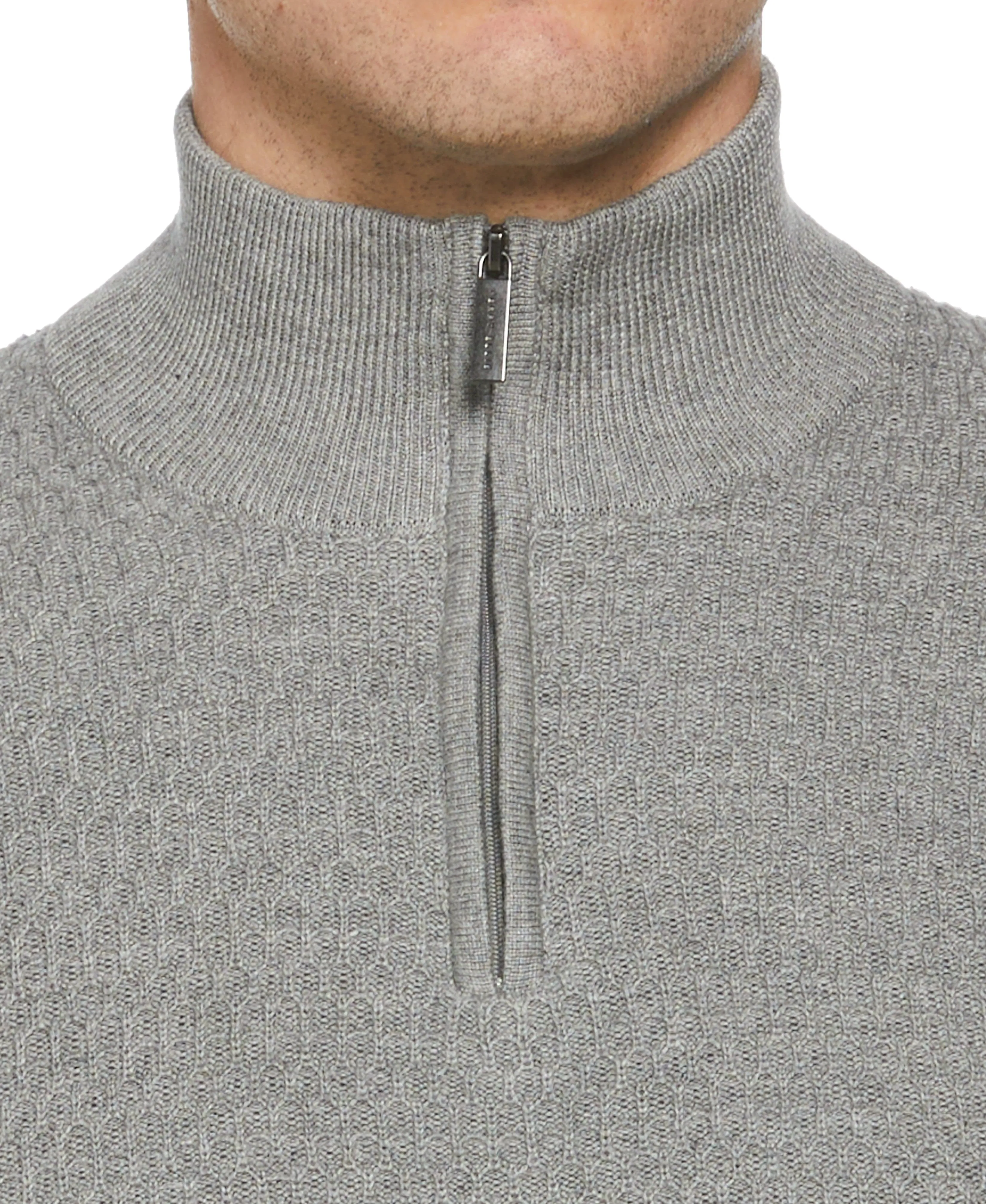 Ribbed Mock Neck Quarter Zip Sweater sold by Perry Ellis product image thumbnail 3