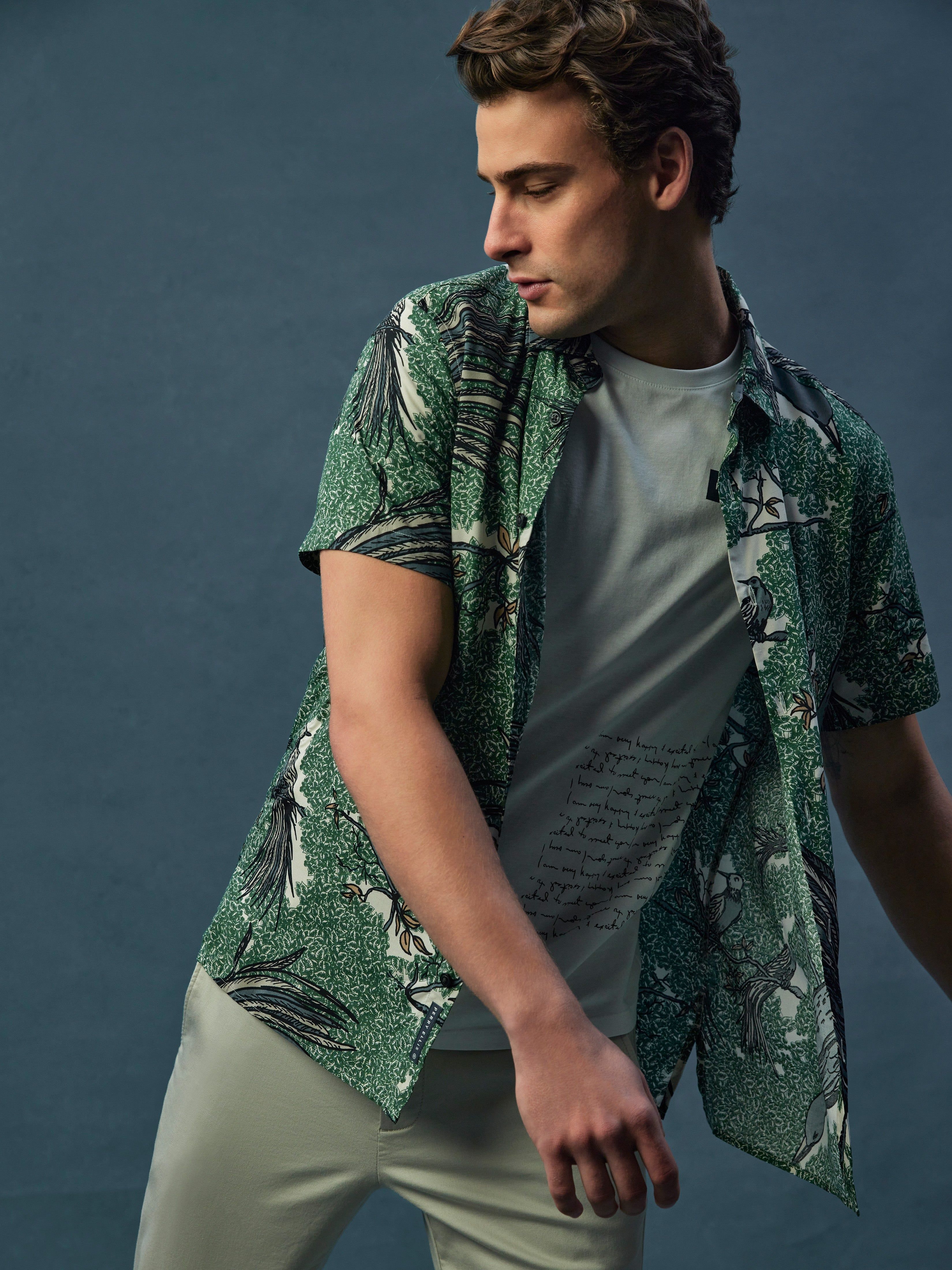Large Bird Print Soft Shirt sold by Perry Ellis product image thumbnail 3
