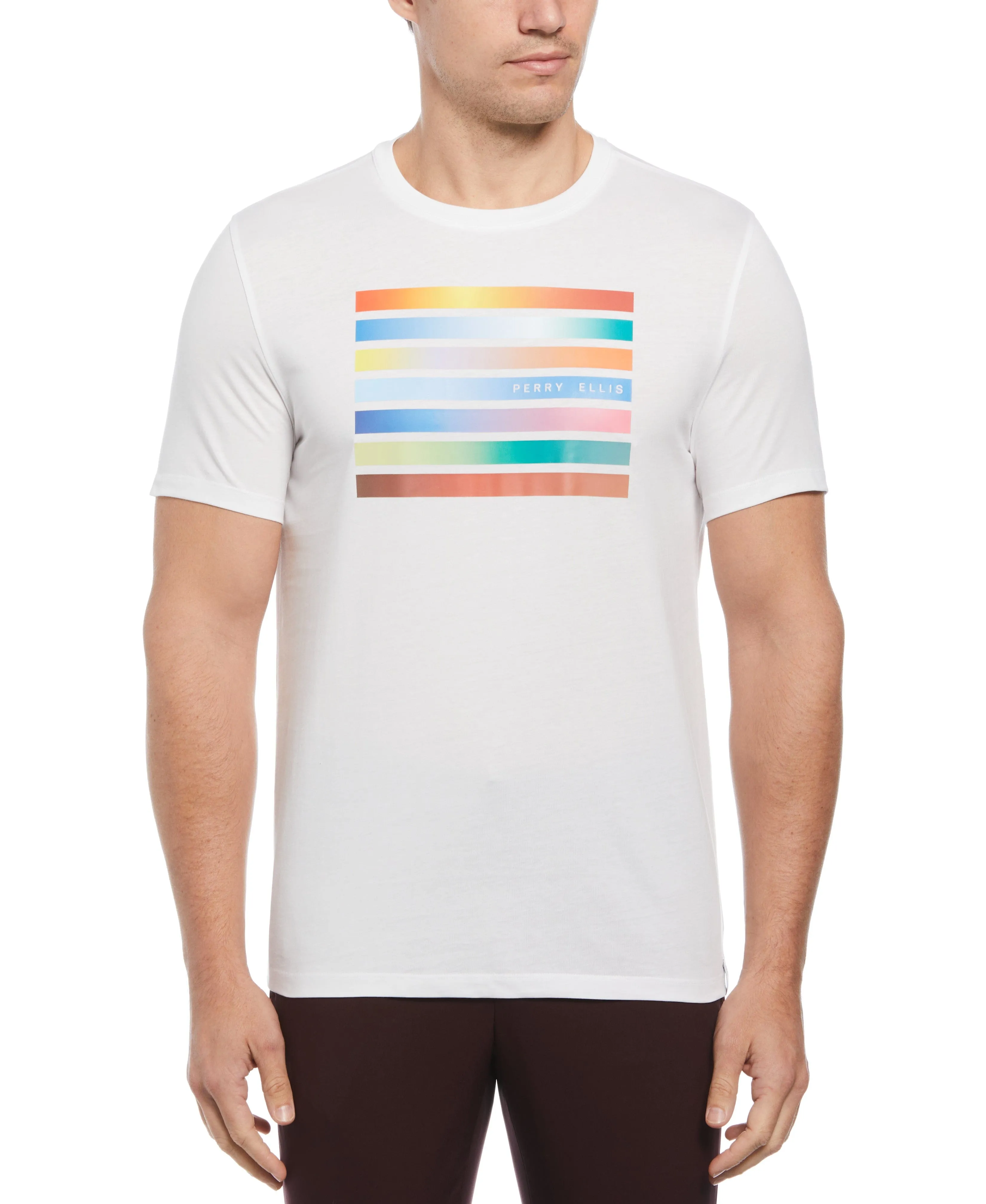 Gradient Logo Print Tee sold by Perry Ellis