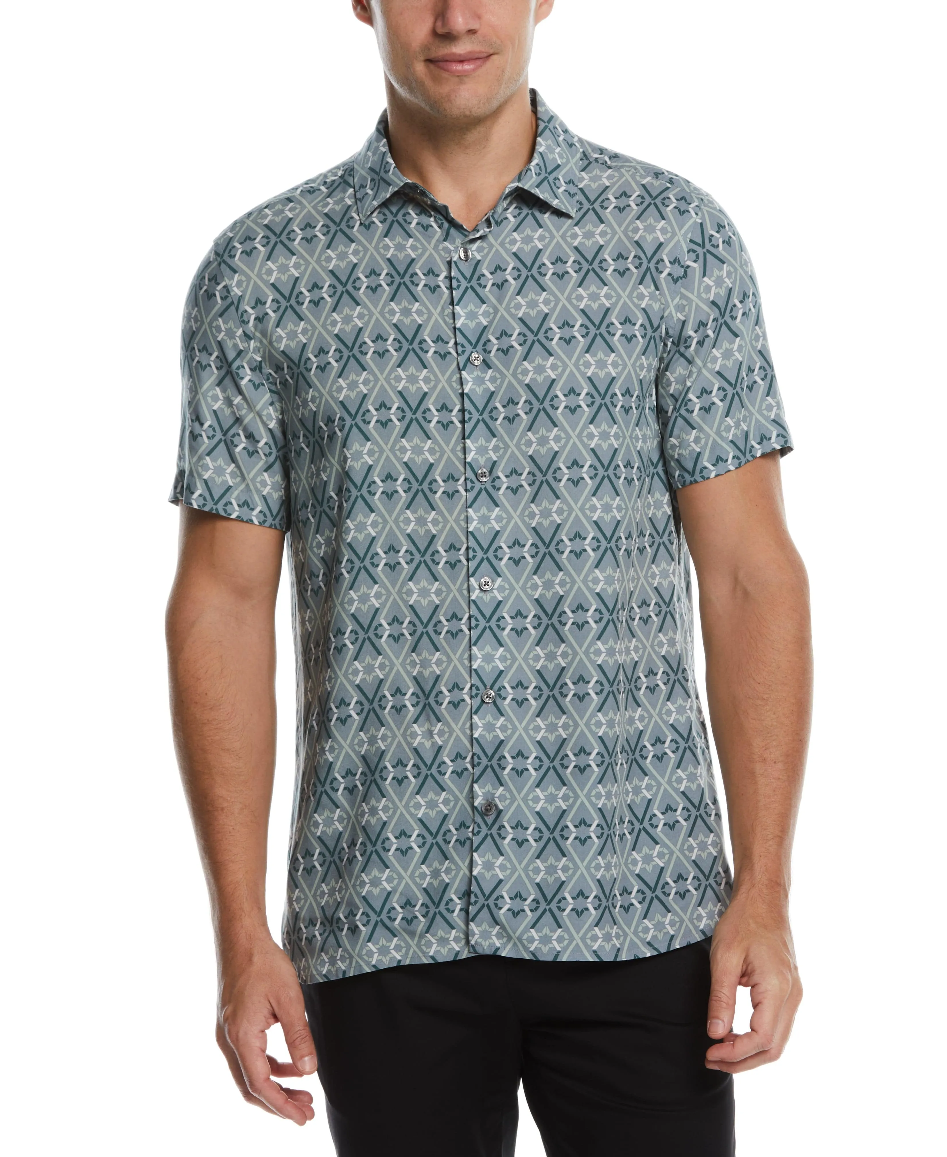 Geo Print Soft Camp Shirt sold by Perry Ellis