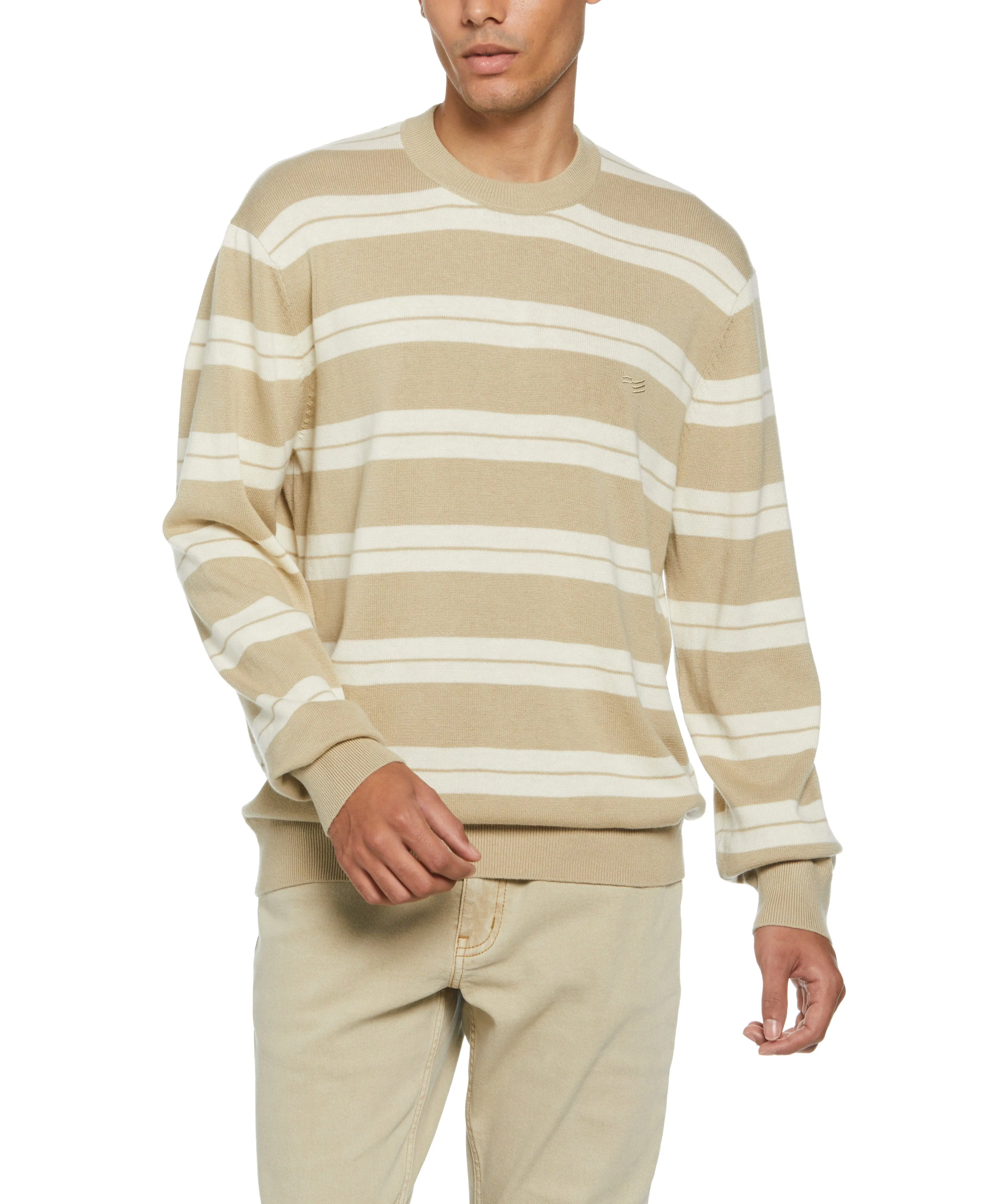 Logo Stripe Crew Sweater sold by Perry Ellis