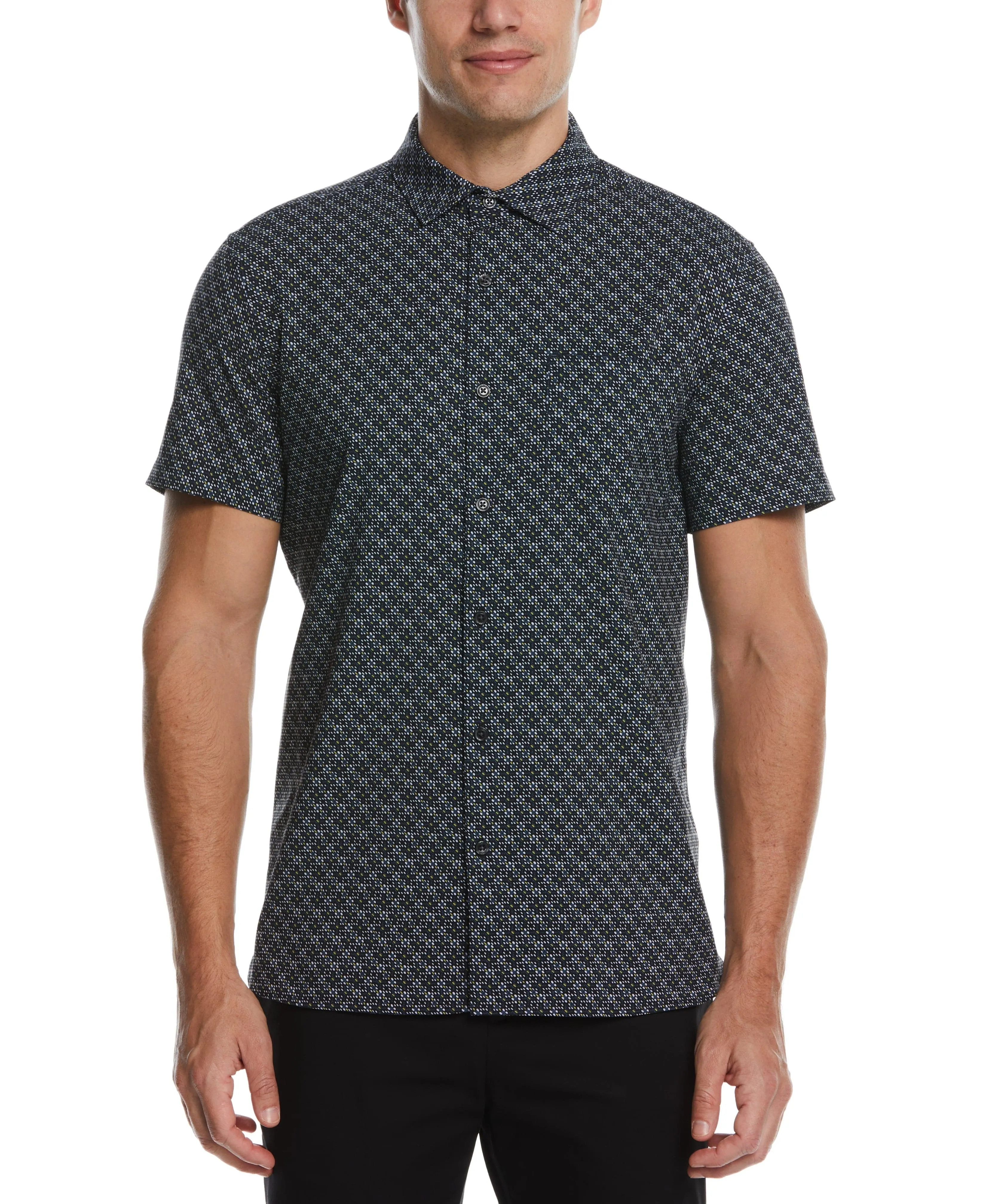 Total Stretch Micro Motif Print Shirt sold by Perry Ellis