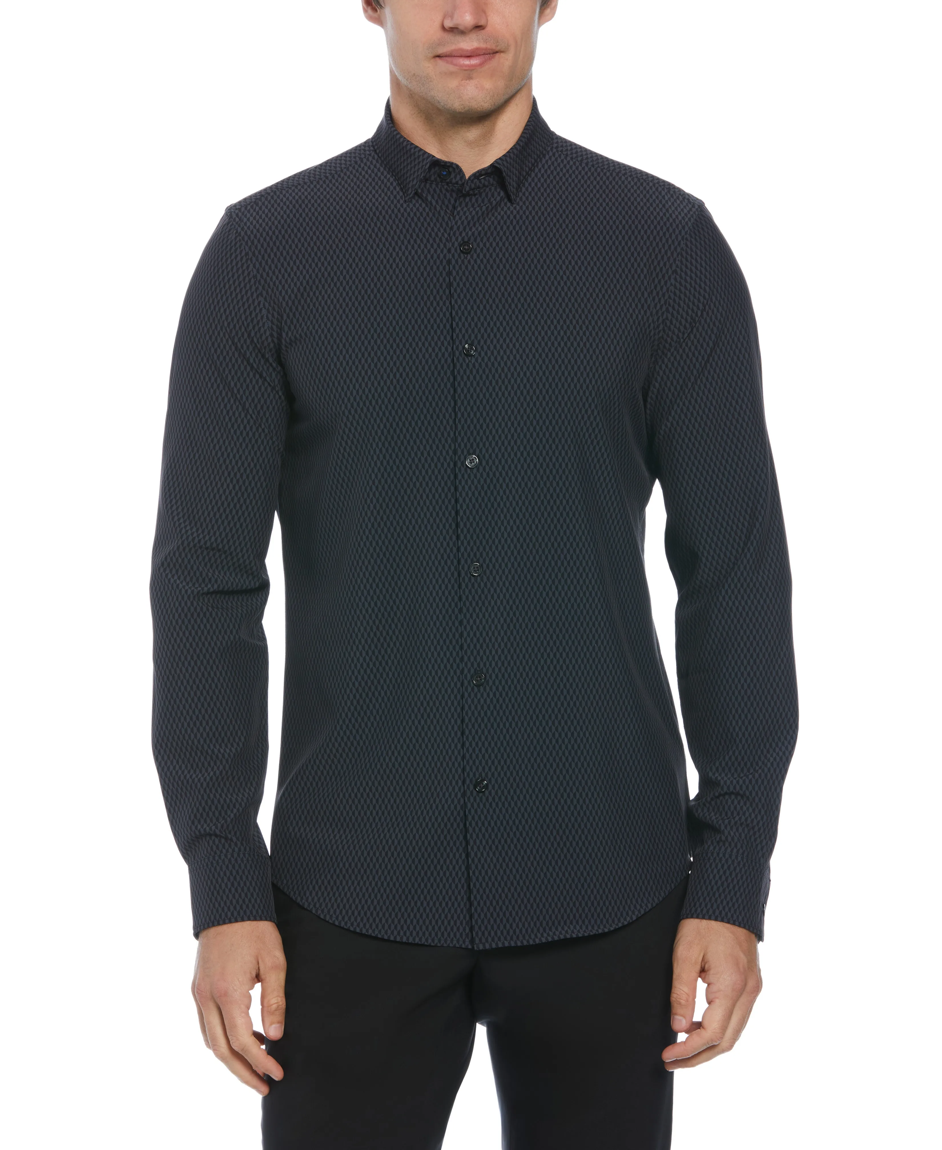 Untucked Total Stretch Hex Geo Print Shirt sold by Perry Ellis