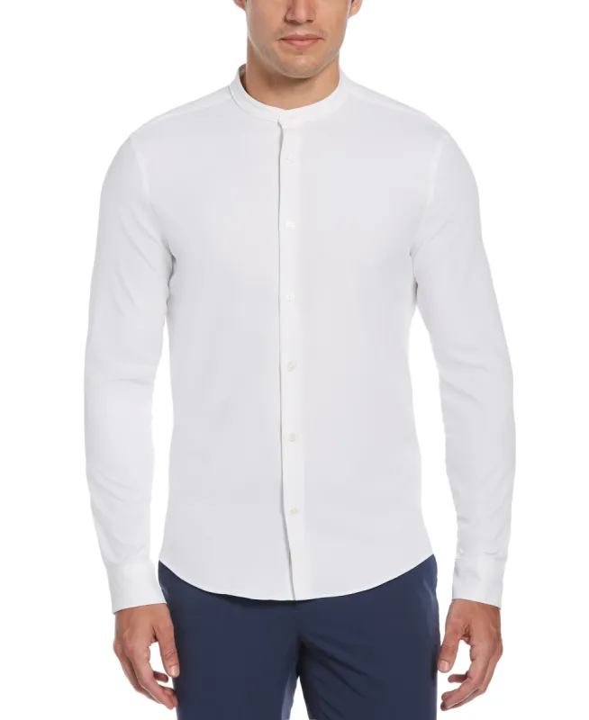 Big & Tall Untucked Total Stretch Banded Collar Shirt - White sold by Perry Ellis