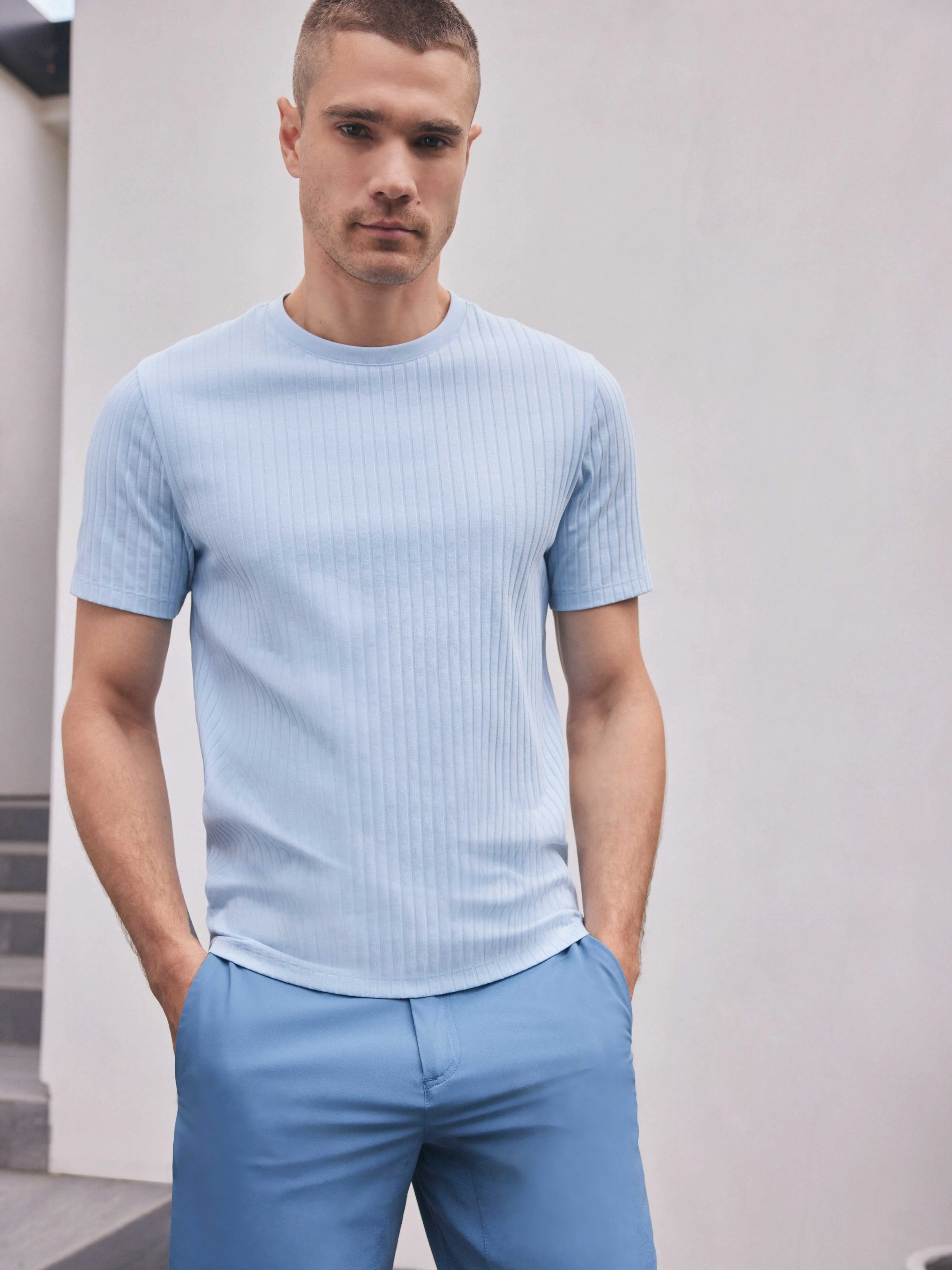 Rib Knit Crew Neck Tee sold by Perry Ellis product image thumbnail 3