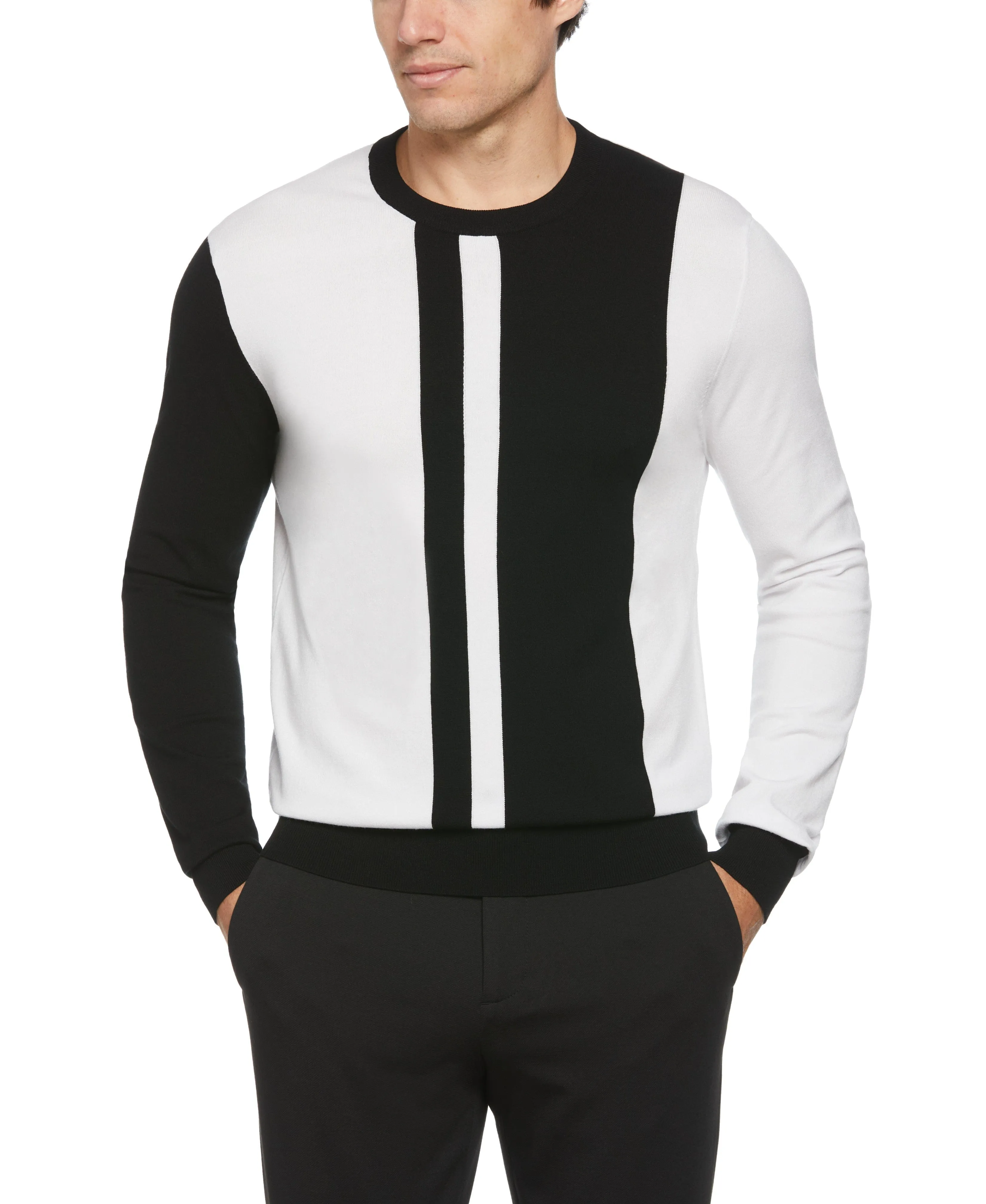 Two Tone Colorblock Crewneck sold by Perry Ellis