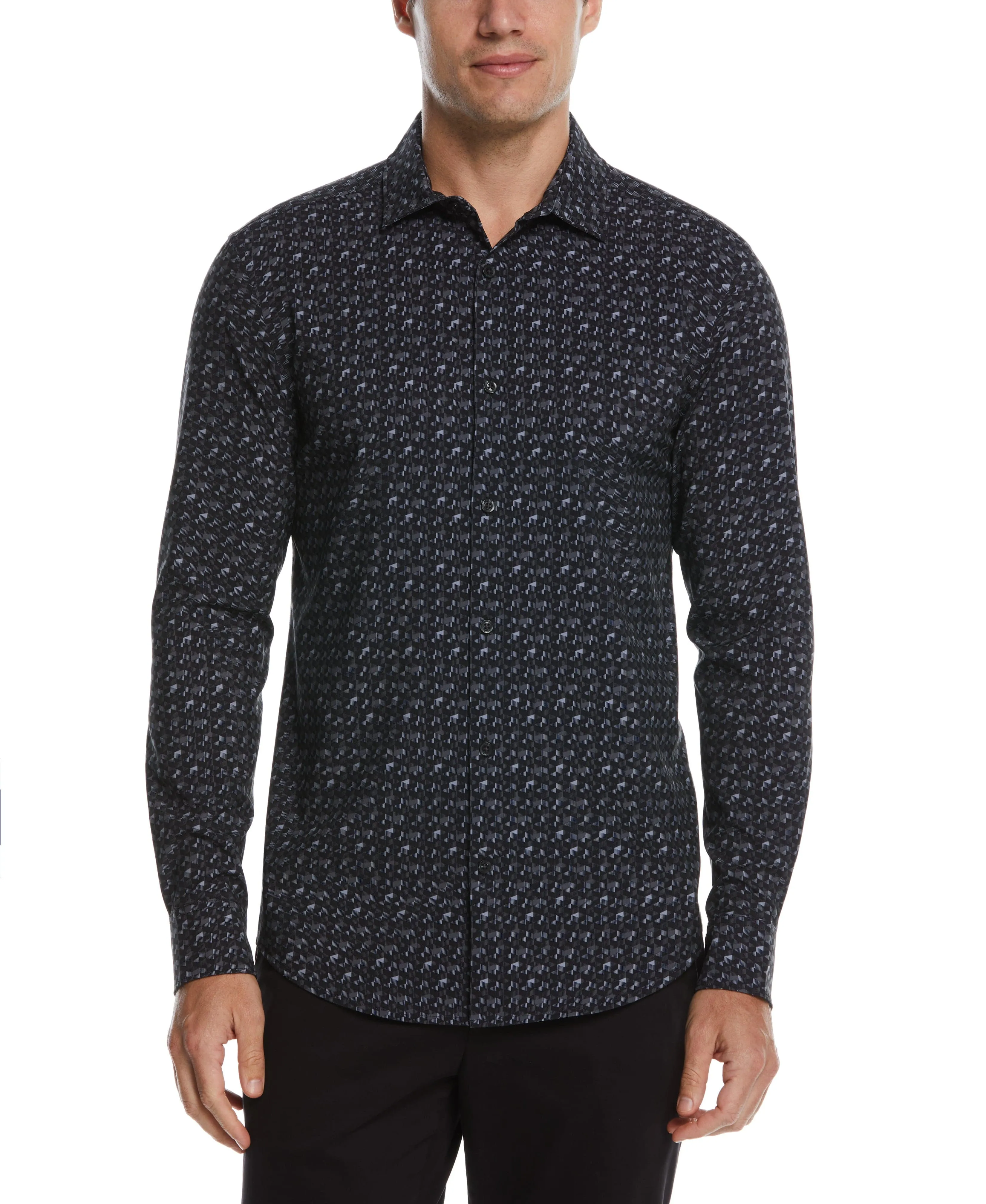 Total Stretch Geo Print Shirt sold by Perry Ellis