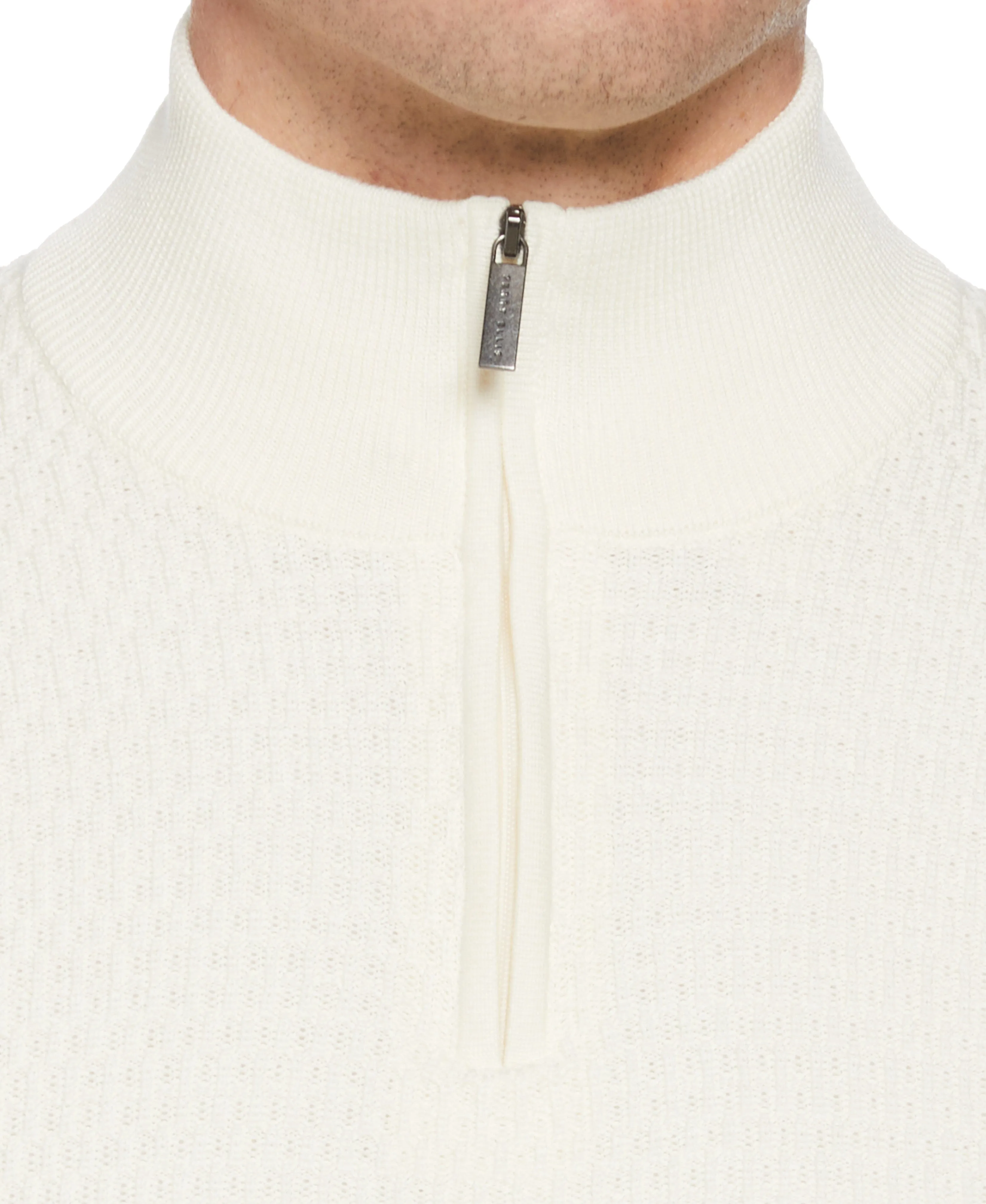 Ribbed Mock Neck Quarter Zip Sweater sold by Perry Ellis product image thumbnail 3