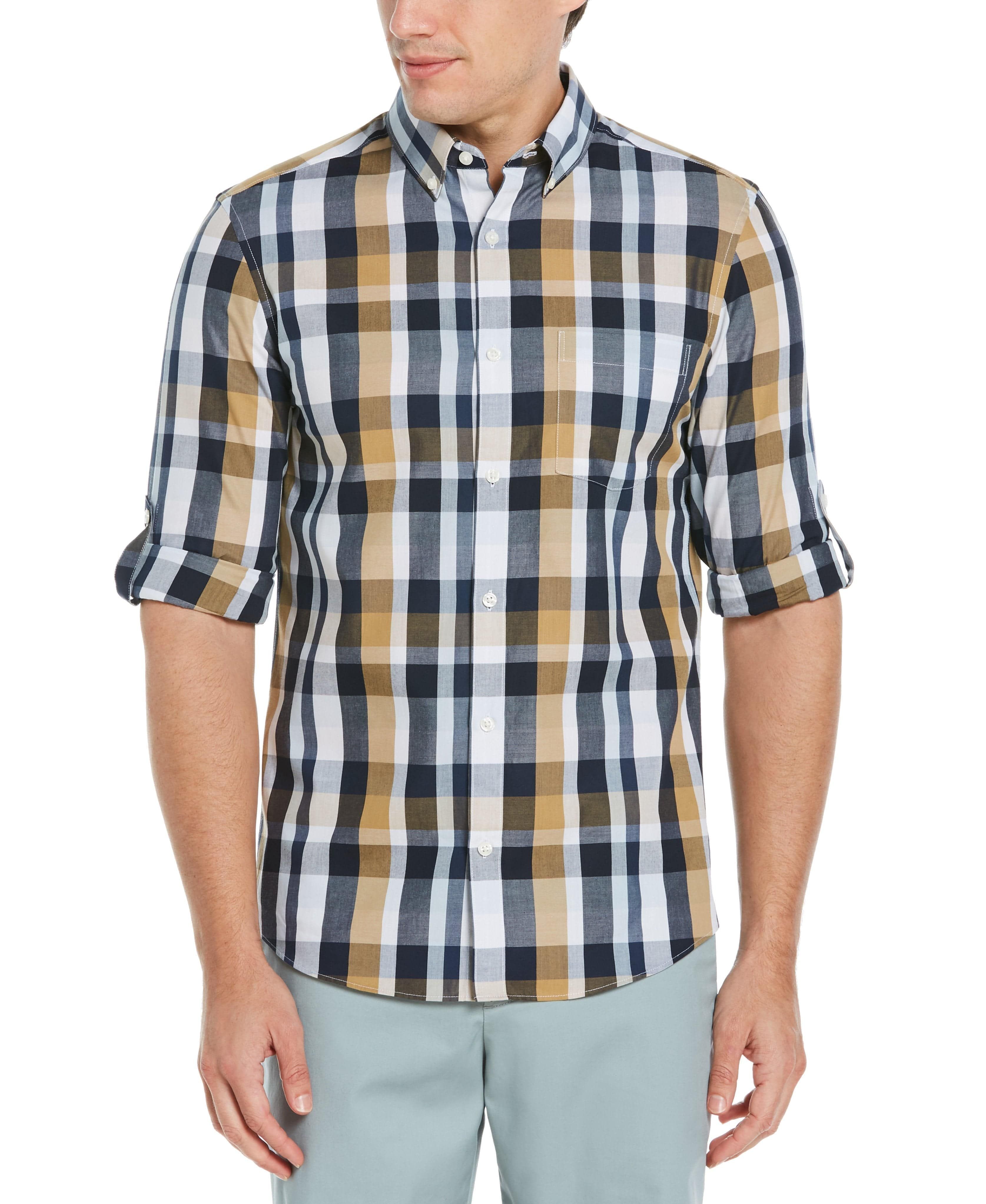 Untucked Roll Sleeve Slim Fit Check Shirt sold by Perry Ellis product image thumbnail 5