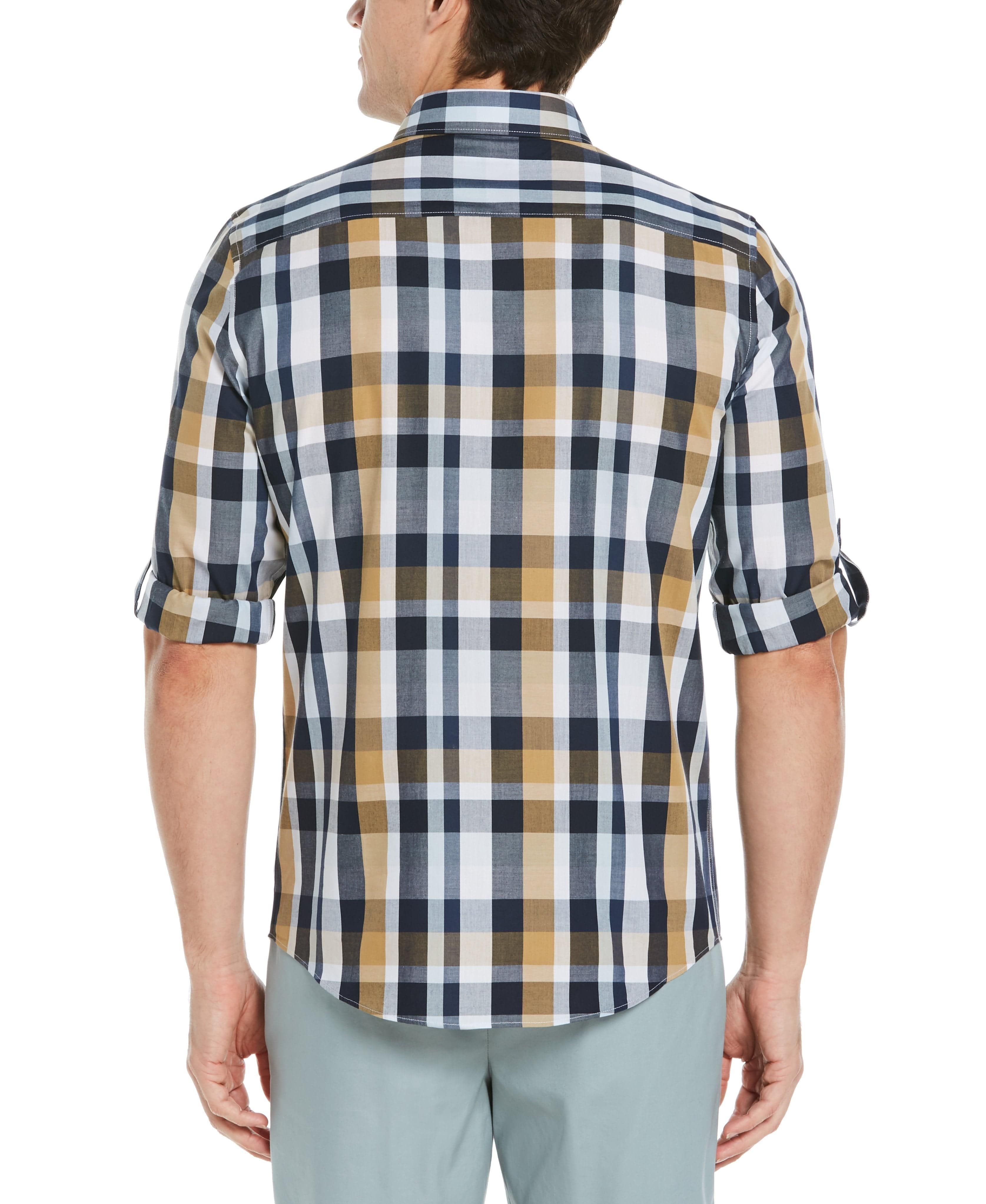 Untucked Roll Sleeve Slim Fit Check Shirt sold by Perry Ellis product image thumbnail 2