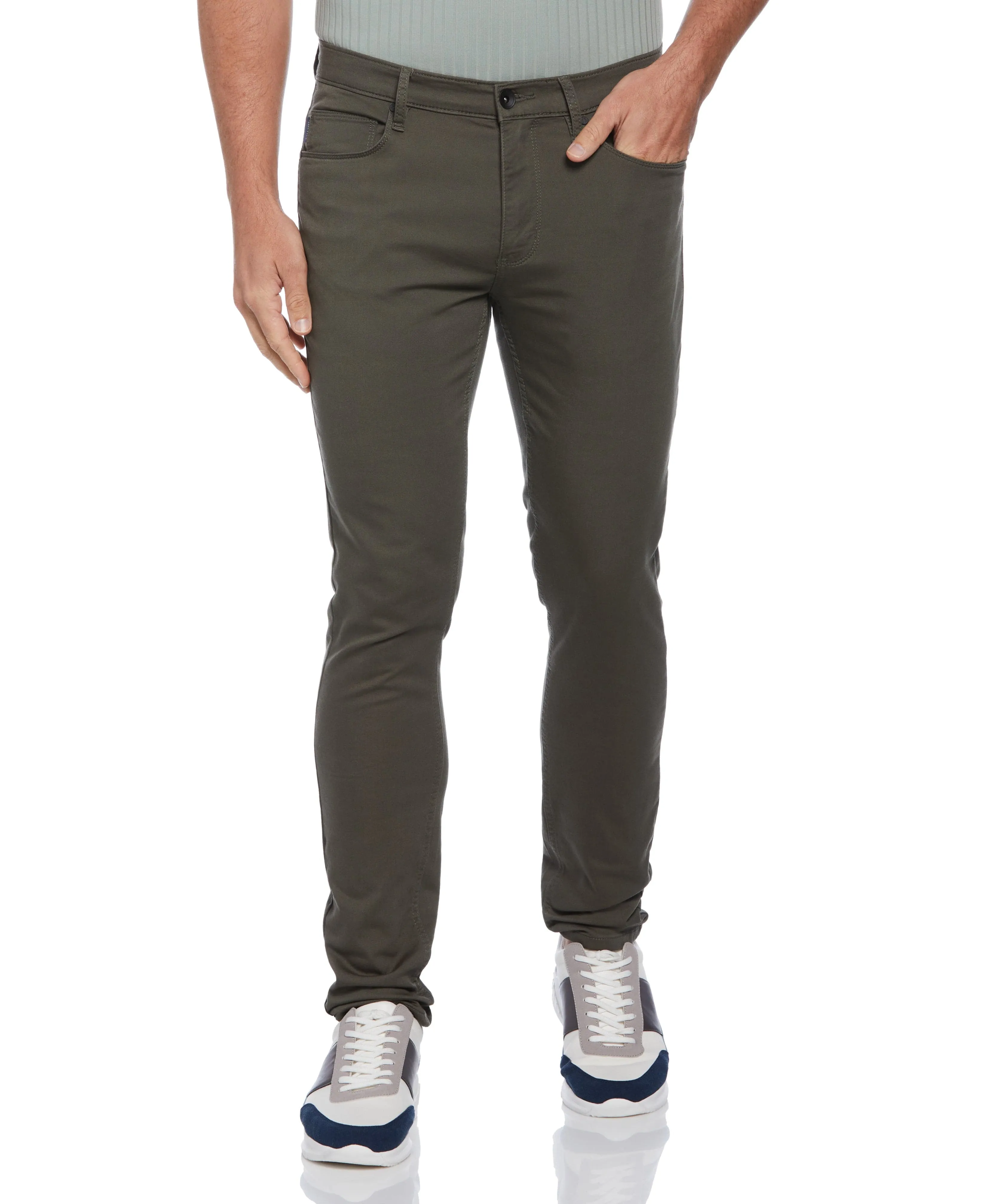 Skinny Fit Anywhere Five Pocket Pant sold by Perry Ellis