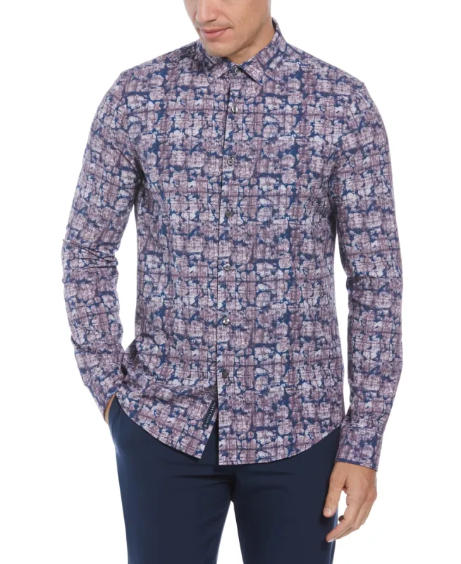 Total Stretch Slim Fit Abstract Floral Print Shirt sold by Perry Ellis