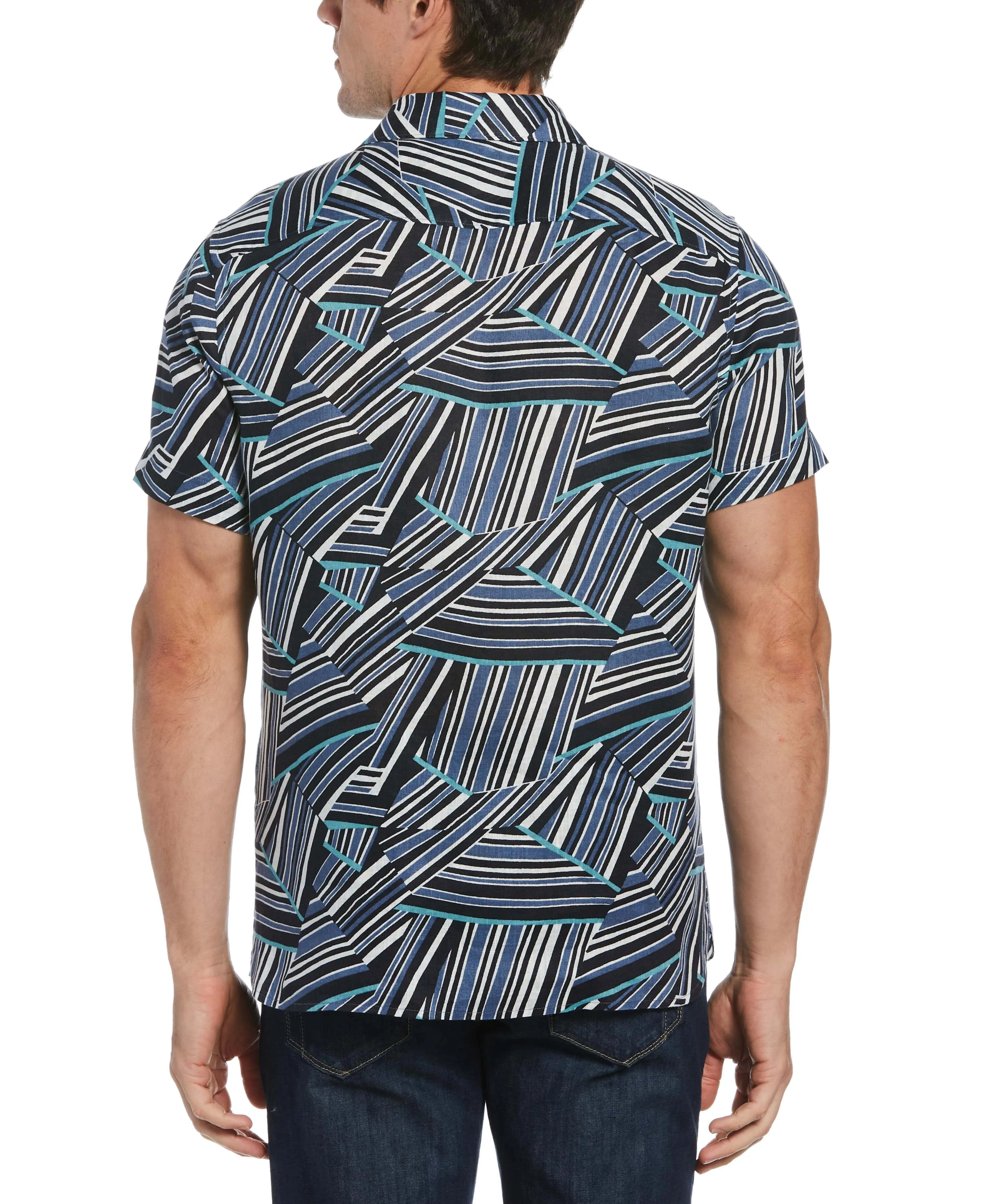 Untucked Linen Blend Abstract Print Shirt sold by Perry Ellis product image thumbnail 2
