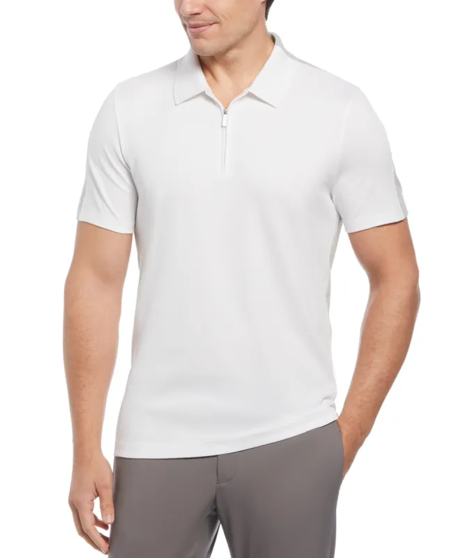 Split White Zip Polo made by Perry Ellis
