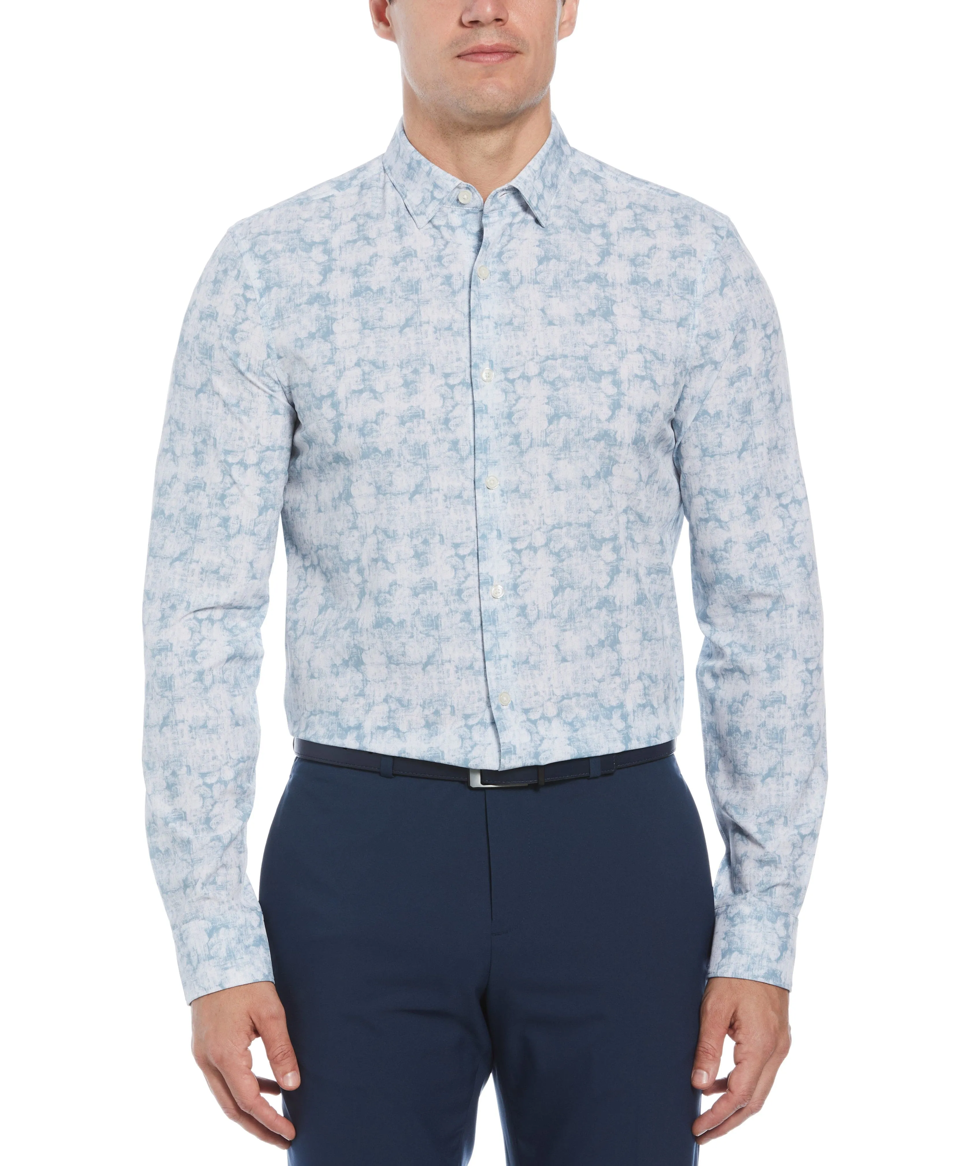 Total Stretch Slim Fit Abstract Floral Print Shirt sold by Perry Ellis