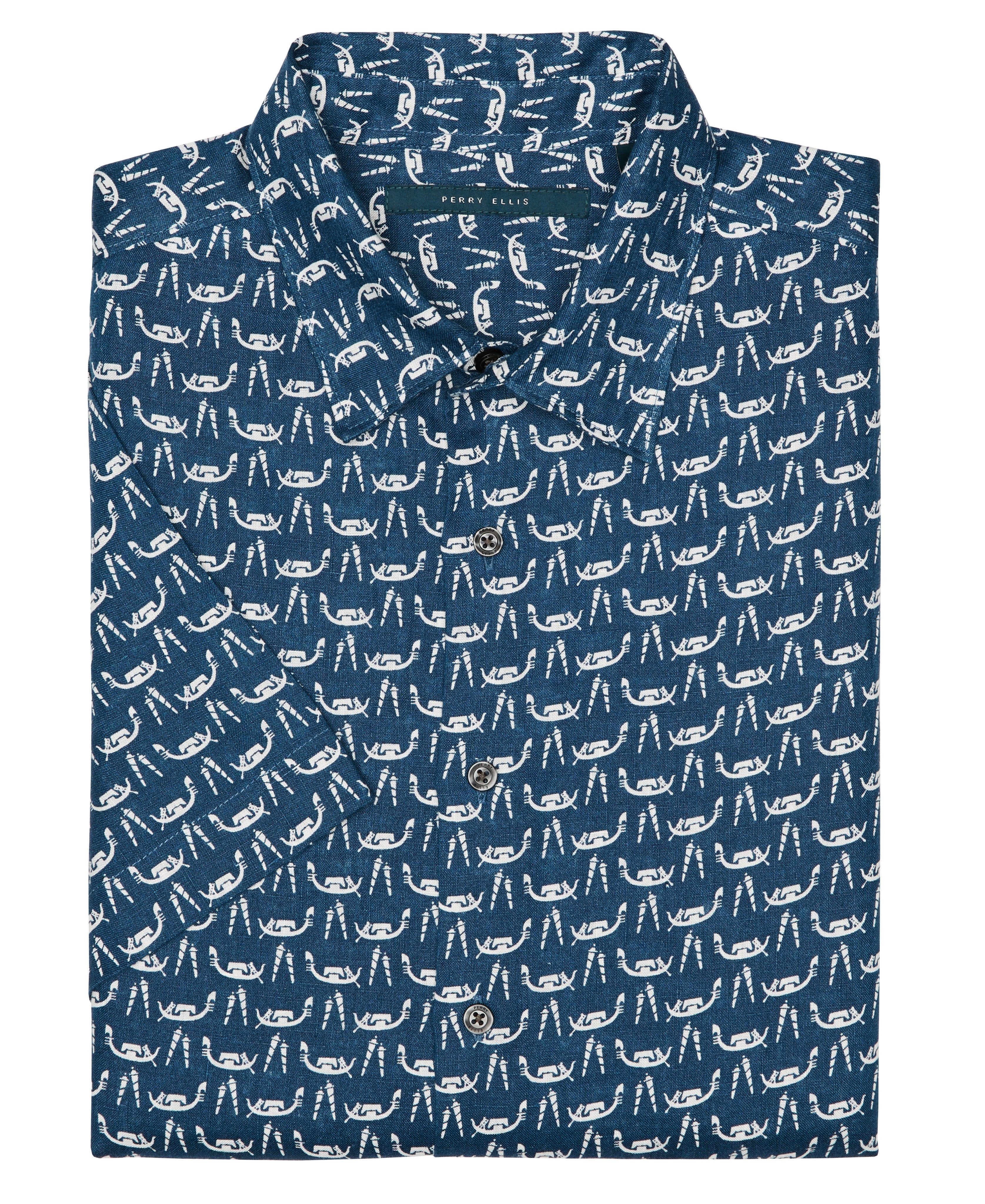 Linen Print Shirt sold by Perry Ellis product image thumbnail 3