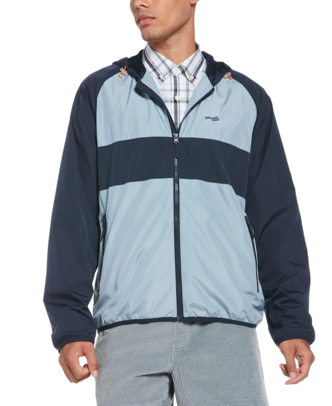 Colorblock Hooded Windbreaker made by Perry Ellis