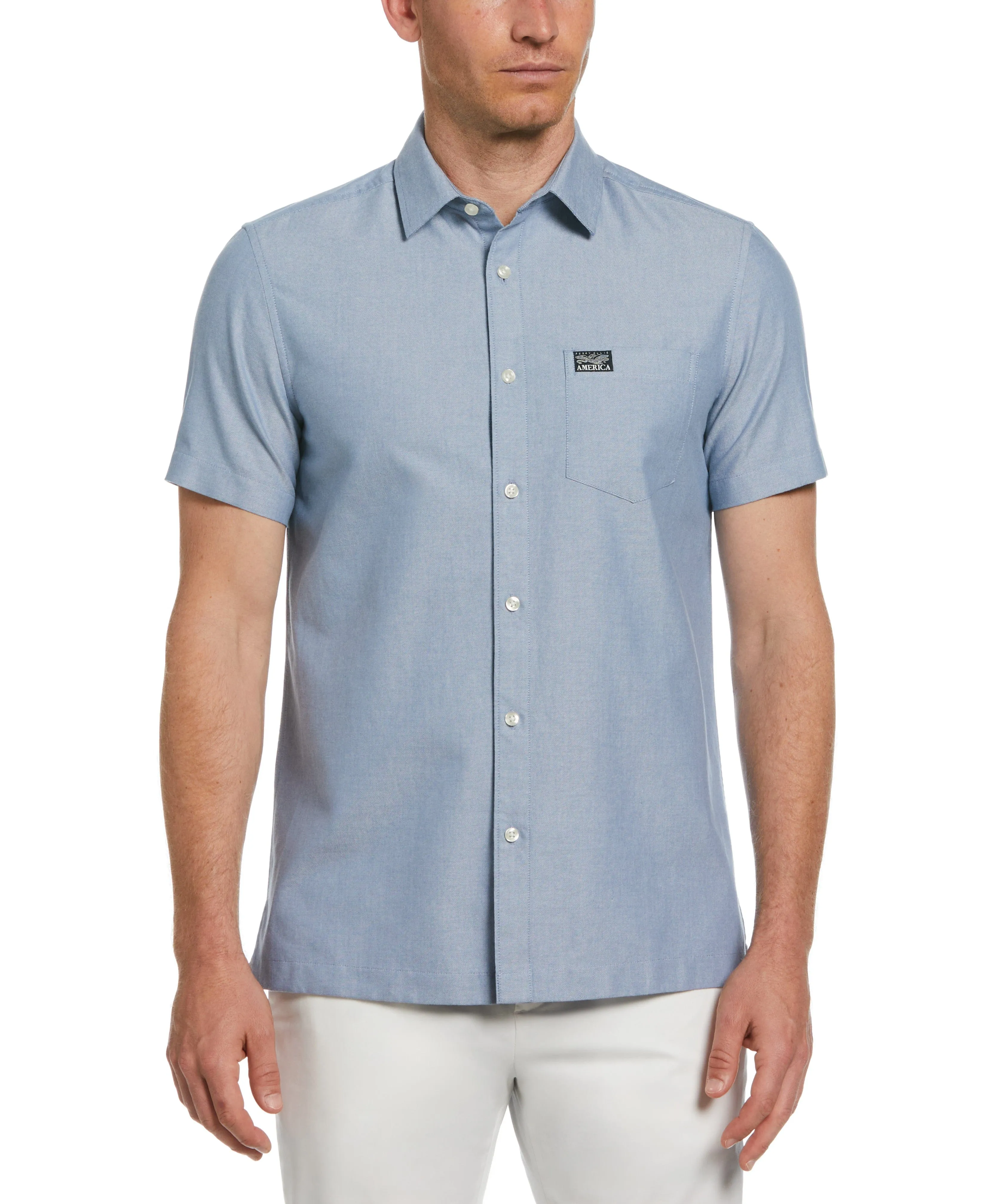 Short Sleeve Solid Oxford Shirt sold by Perry Ellis