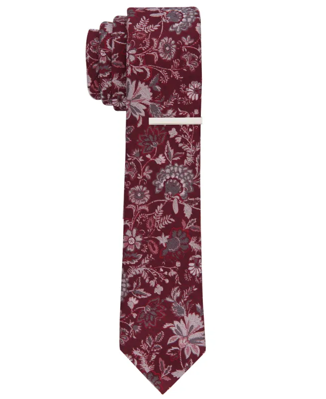 Garnet Floral Slim Tie sold by Perry Ellis