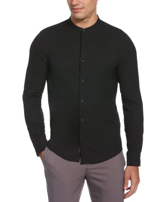 Untucked Total Stretch Slim Fit Banded Collar Shirt - Black sold by Perry Ellis