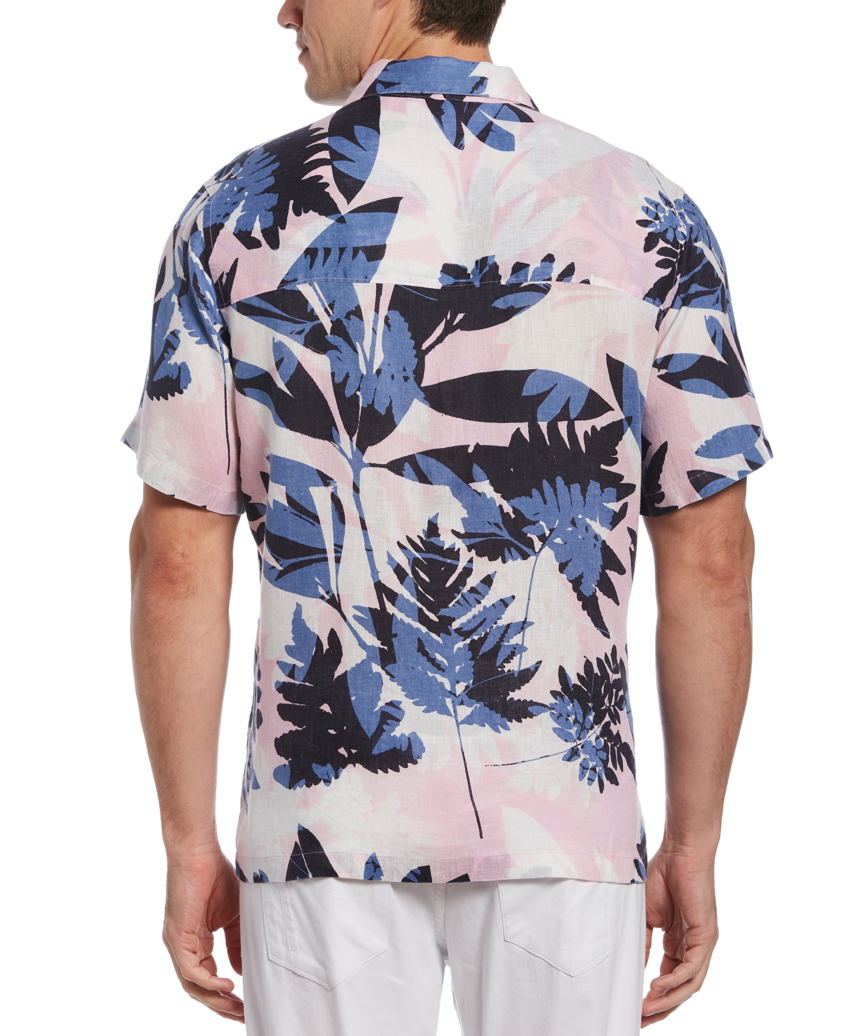 Big & Tall Untucked Linen Bold Leaf Print Shirt sold by Perry Ellis product image thumbnail 2
