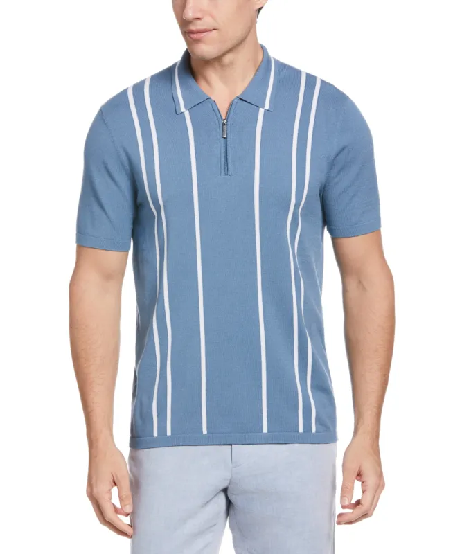 Tech Knit Vertical Stripe Zip Polo sold by Perry Ellis