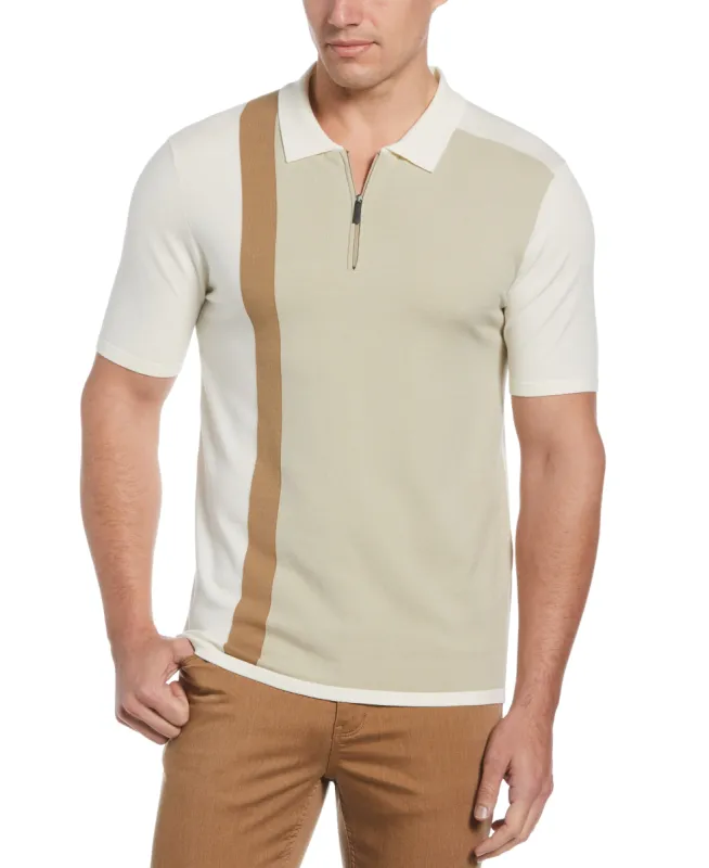 Tech Knit Color Block Zip Polo sold by Perry Ellis
