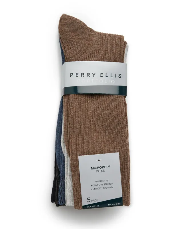 5 Pack Ribbed Crew Socks sold by Perry Ellis