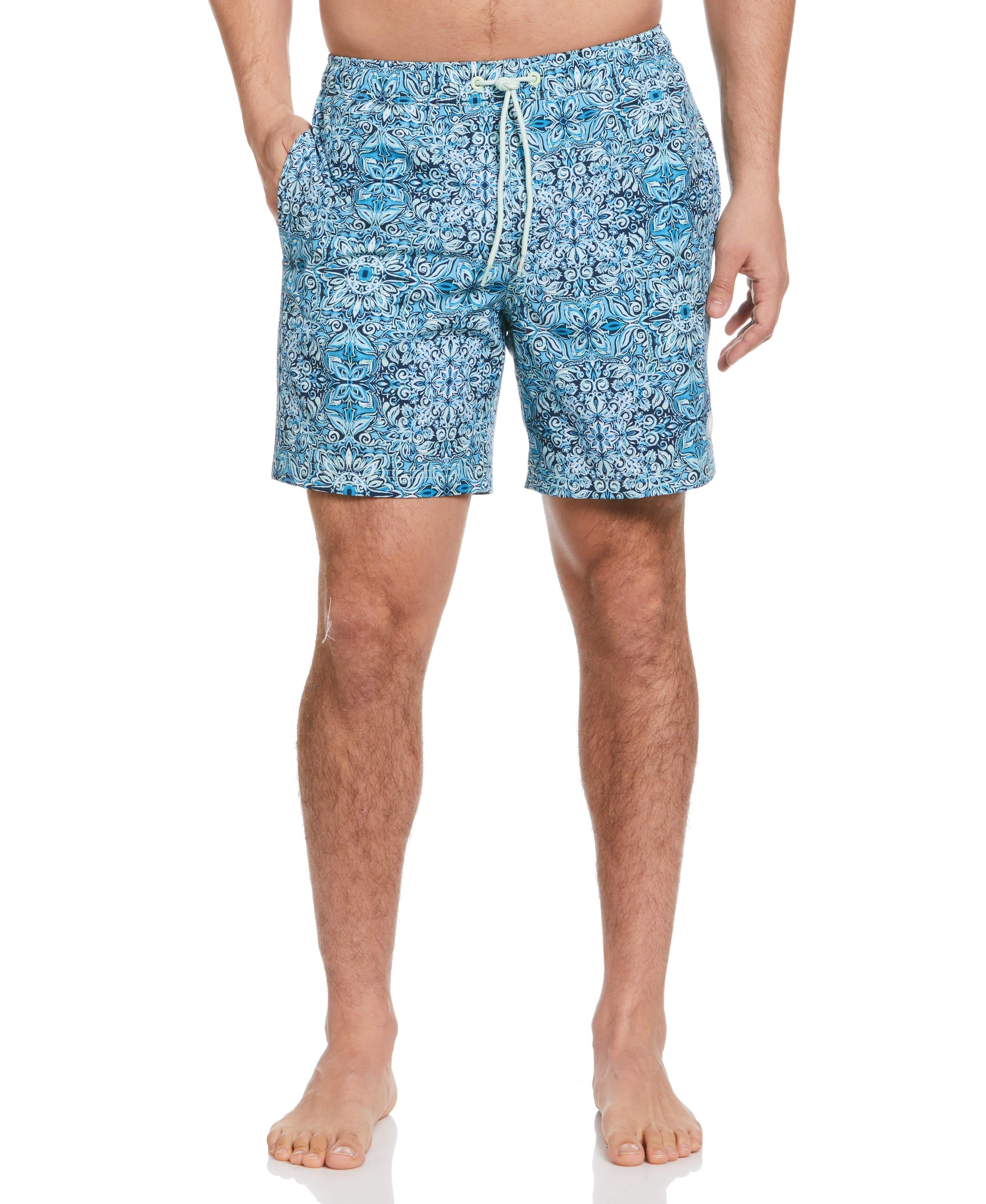 Cubavera™ Tile Print 7" Swim Short sold by Perry Ellis