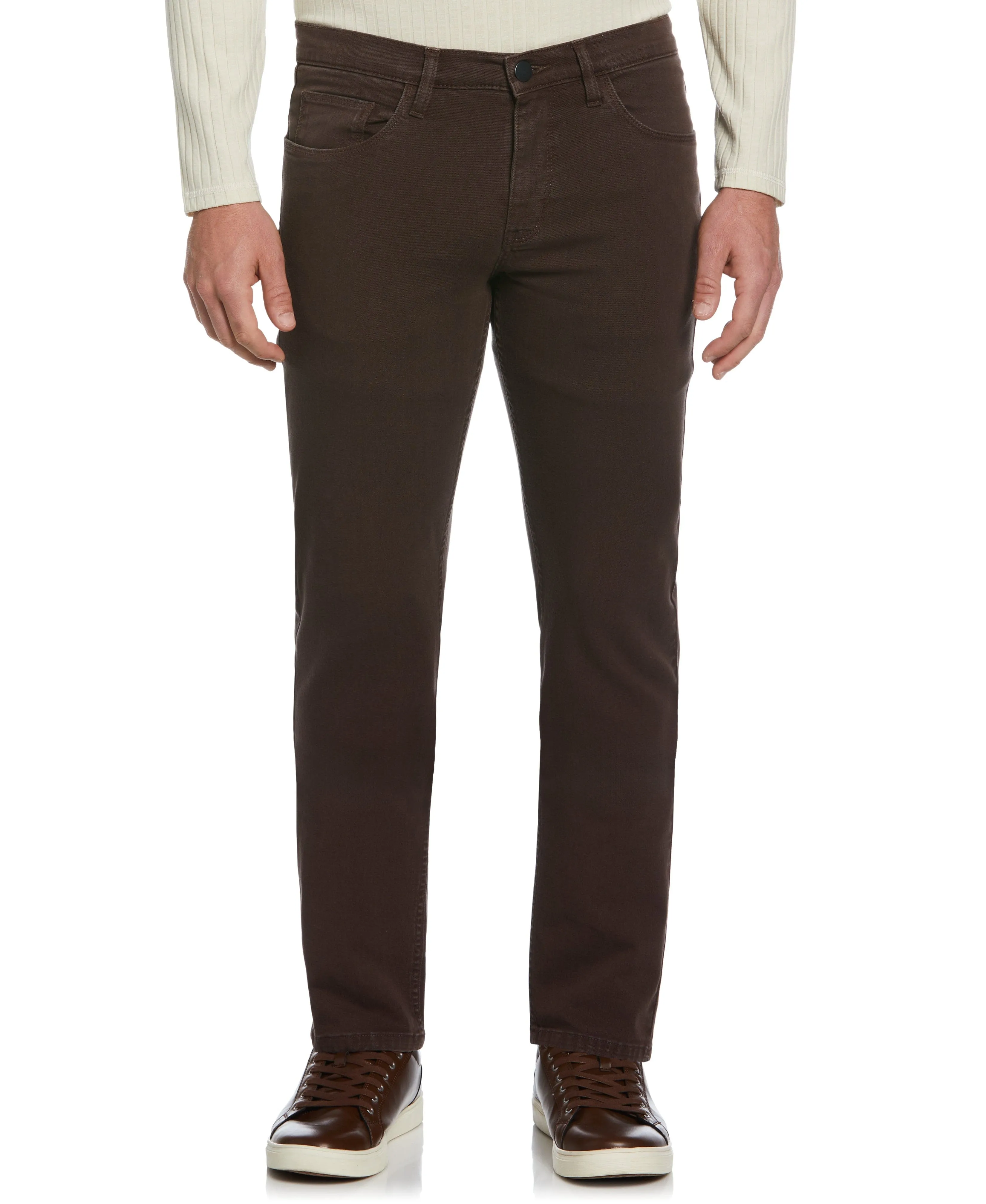 Slim Fit Dyed Solid Twill Five Pocket Pant sold by Perry Ellis