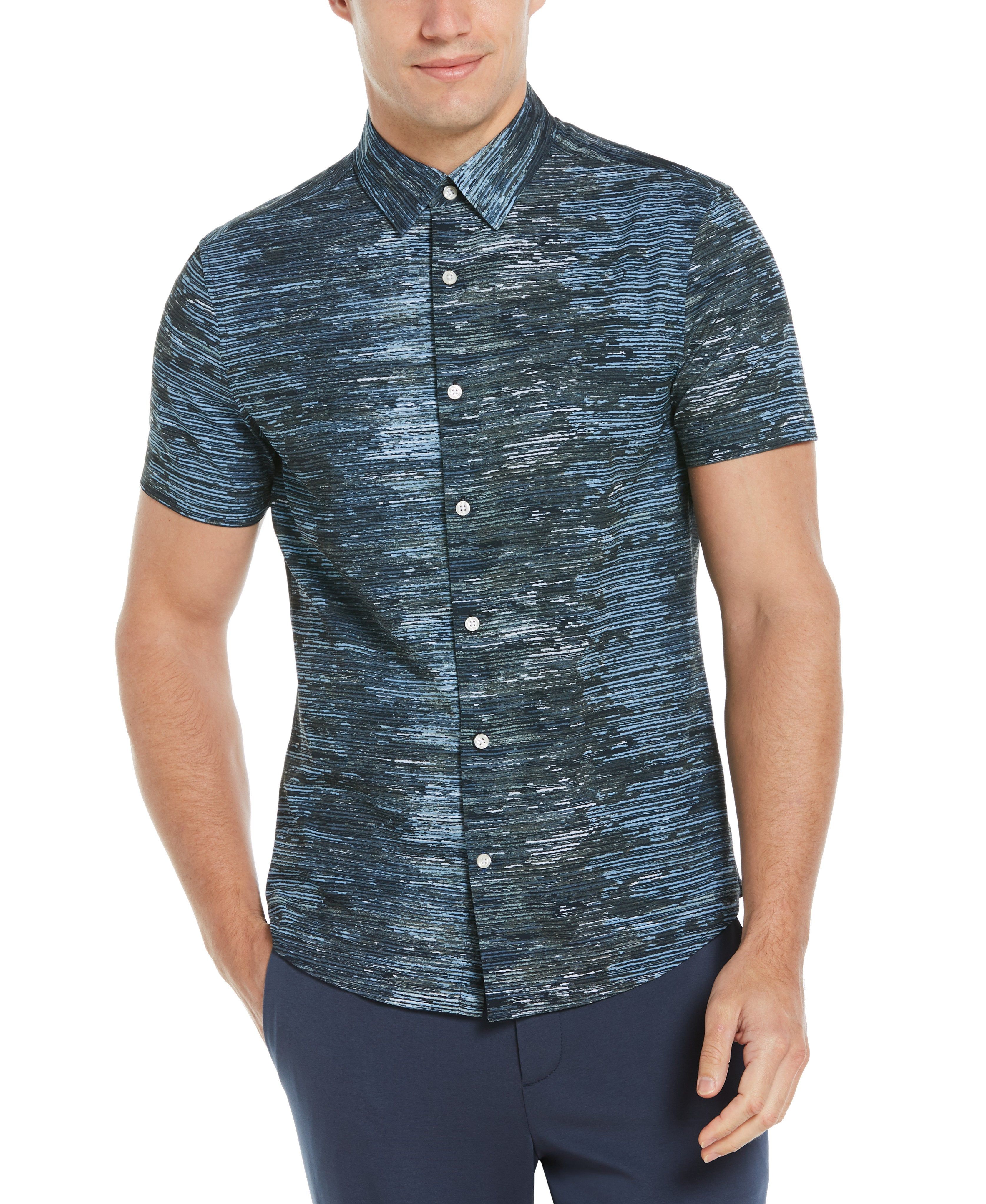 Big & Tall Paint Stripe Print Shirt sold by Perry Ellis