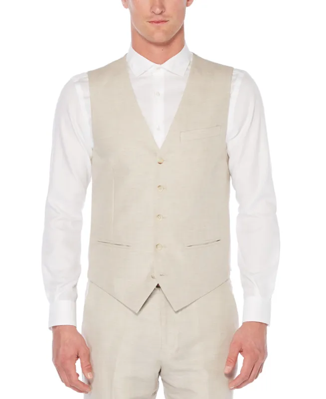 Tall Linen Cotton Herringbone Suit Vest sold by Perry Ellis