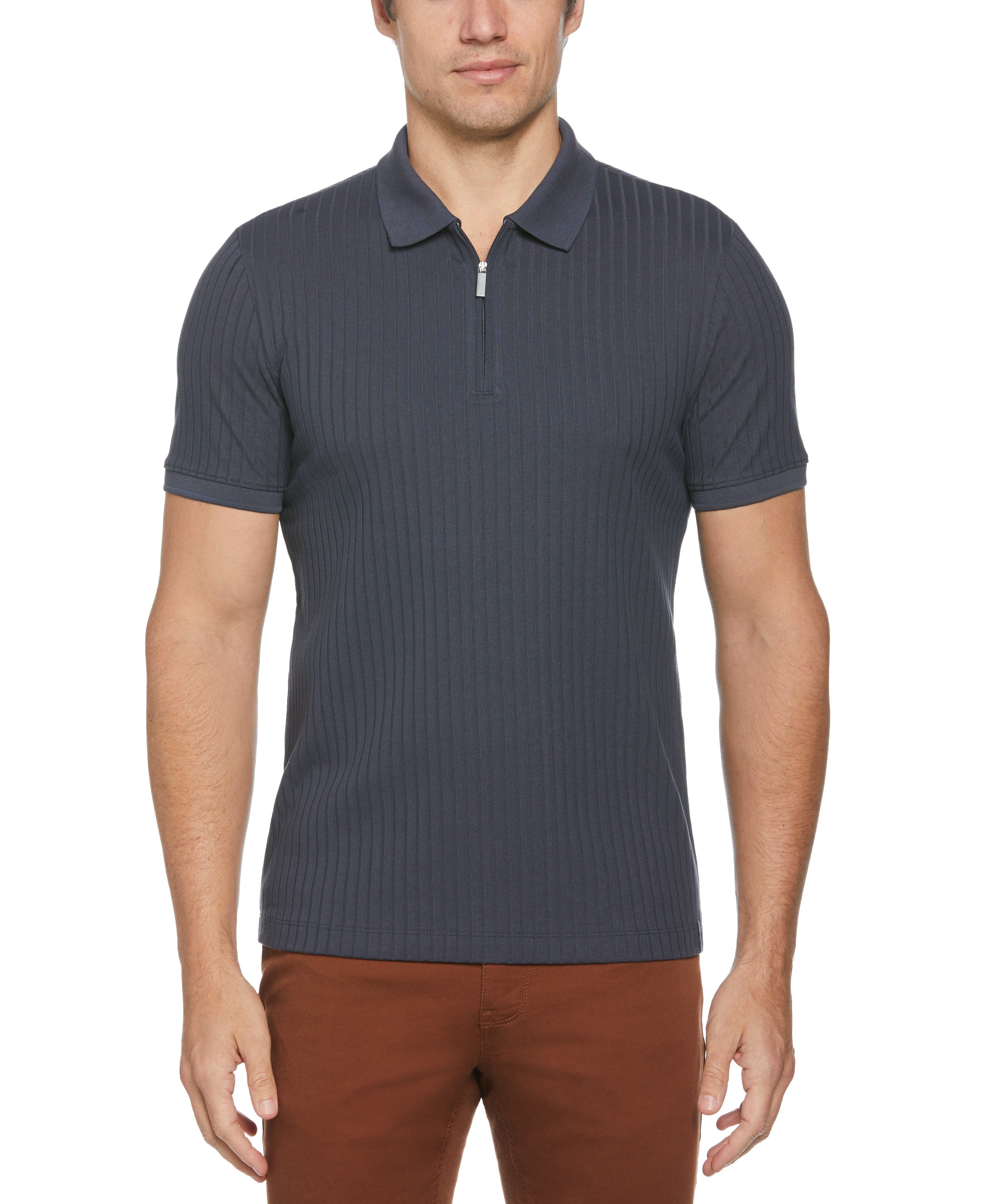 Quarter Zip Ribbed Polo sold by Perry Ellis