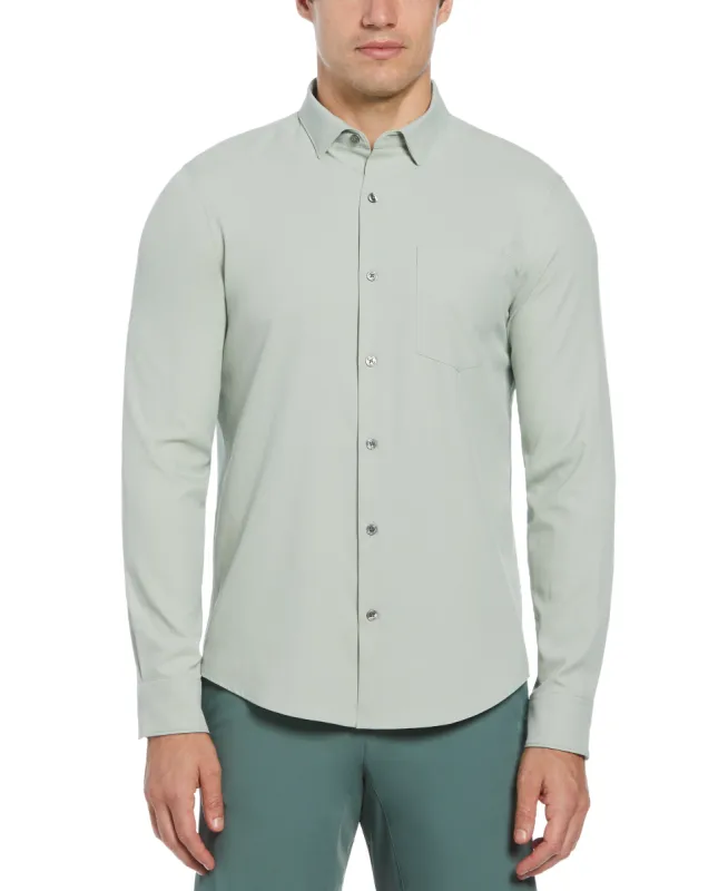 Untucked Total Stretch Slim Fit Solid Shirt - Gray sold by Perry Ellis