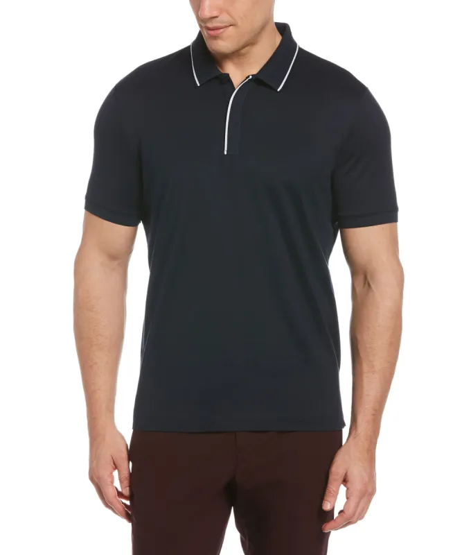 Slim Fit Mercerized Cotton Knit Collar Polo sold by Perry Ellis