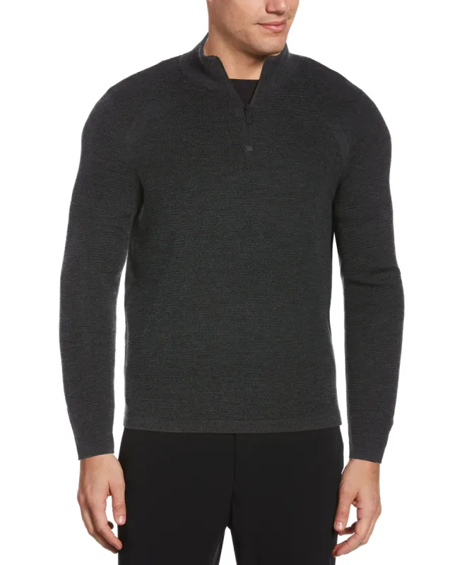 Textured Merino Wool Blend Quarter Zip Sweater sold by Perry Ellis