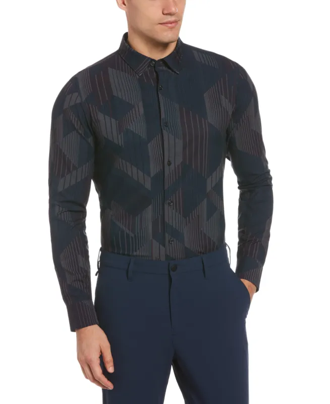 Slim Fit Stretch Abstract Print Shirt sold by Perry Ellis