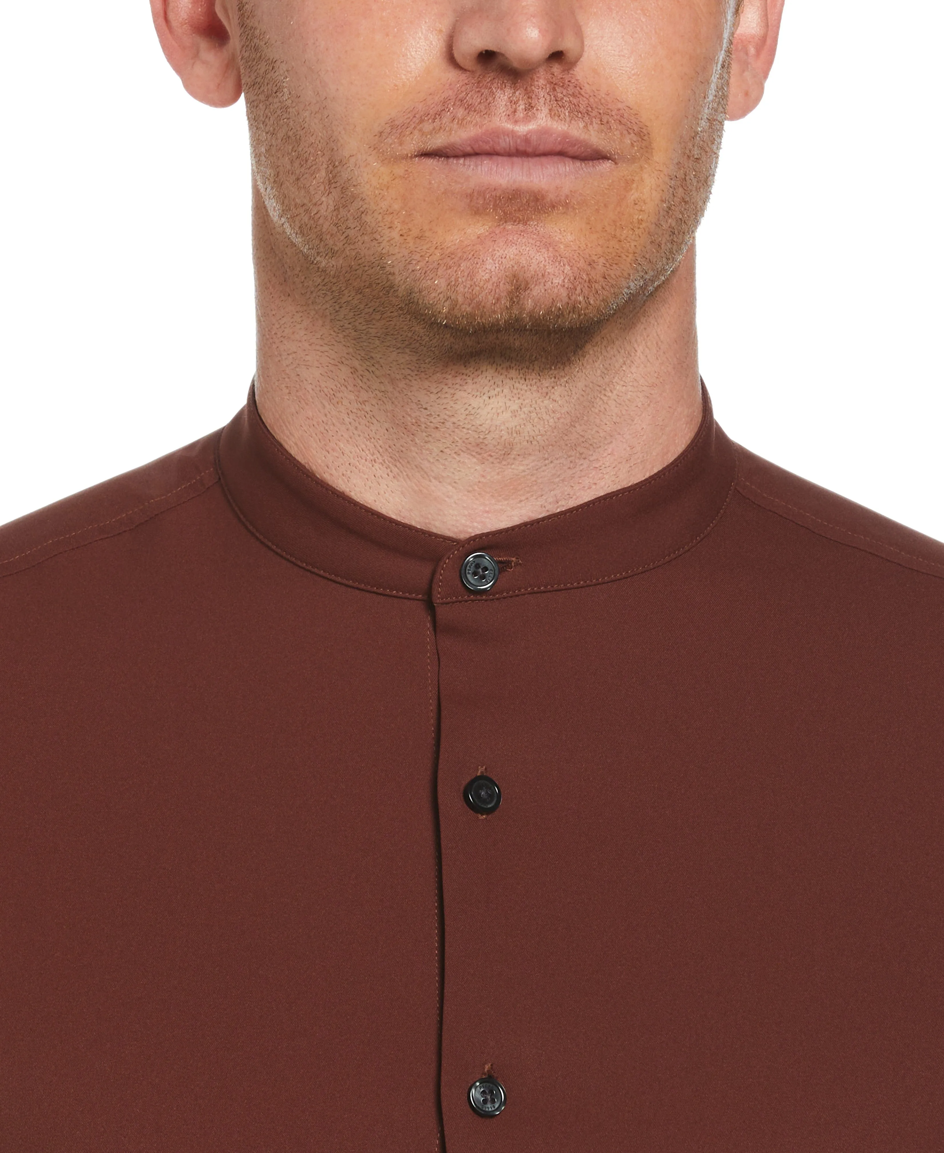 Untucked Total Stretch Slim Fit Banded Collar Shirt sold by Perry Ellis product image thumbnail 3