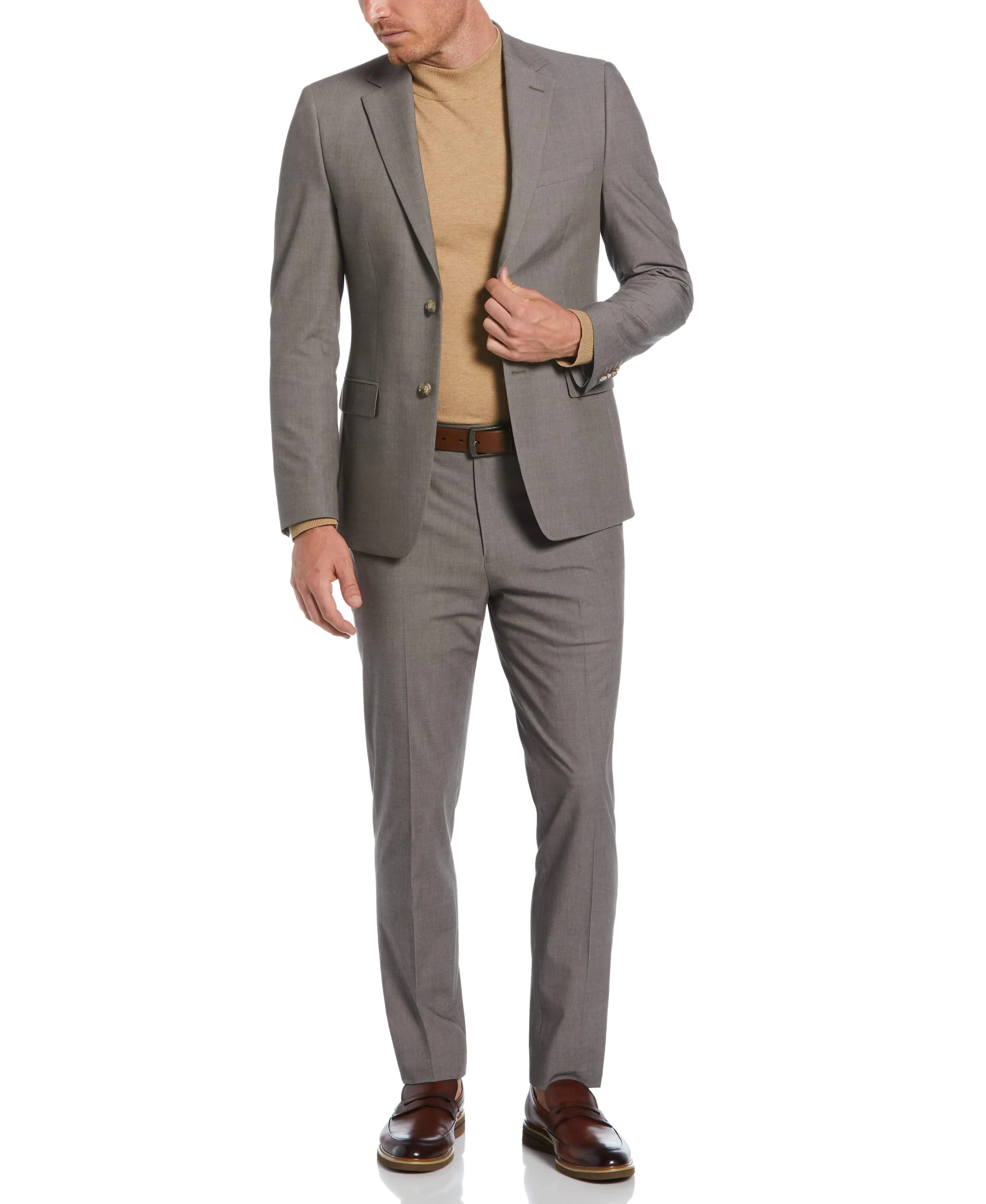 Skinny Fit Brown Notch Lapel Iridescent Suit sold by Perry Ellis