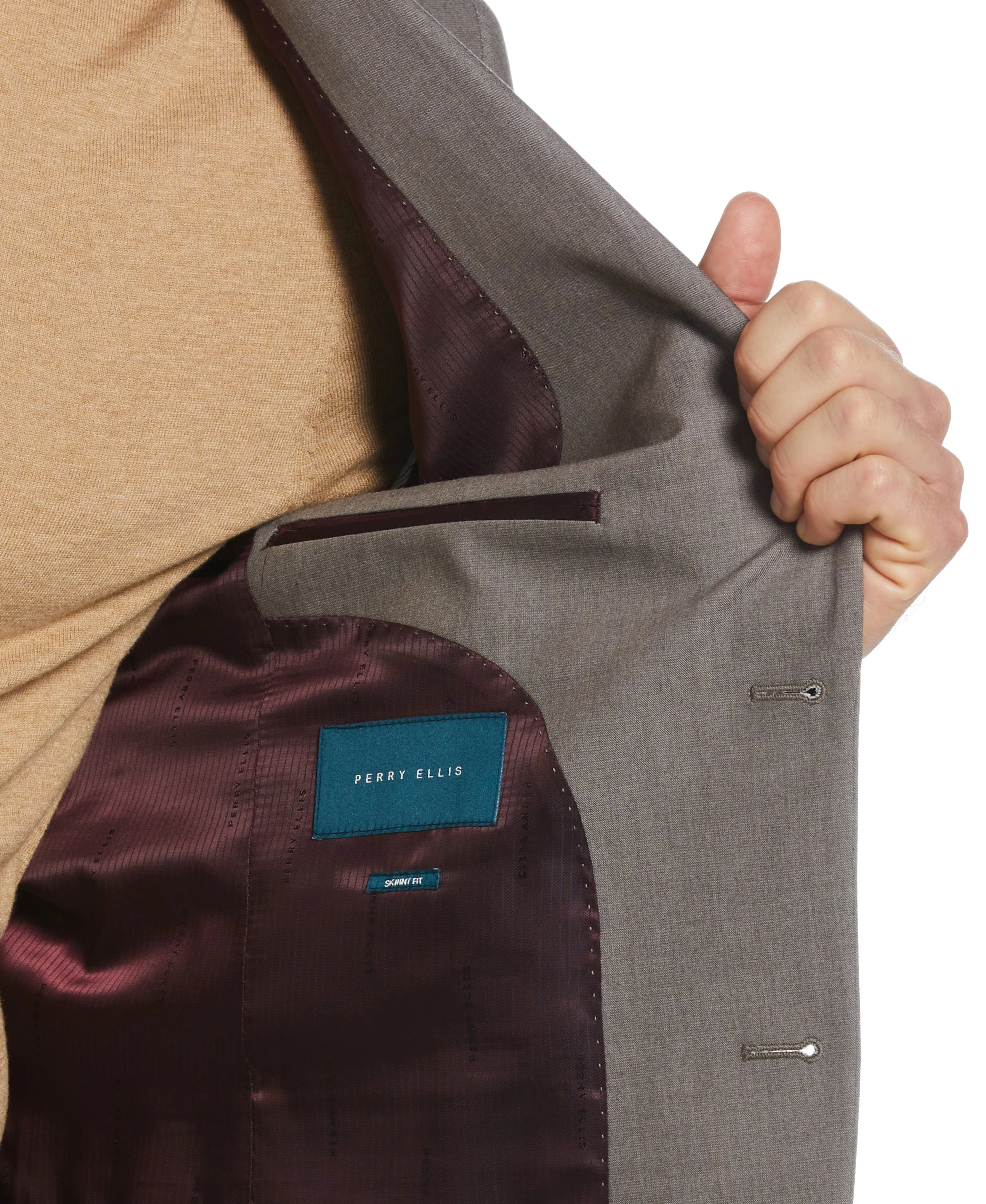 Skinny Fit Brown Notch Lapel Iridescent Suit sold by Perry Ellis product image thumbnail 5