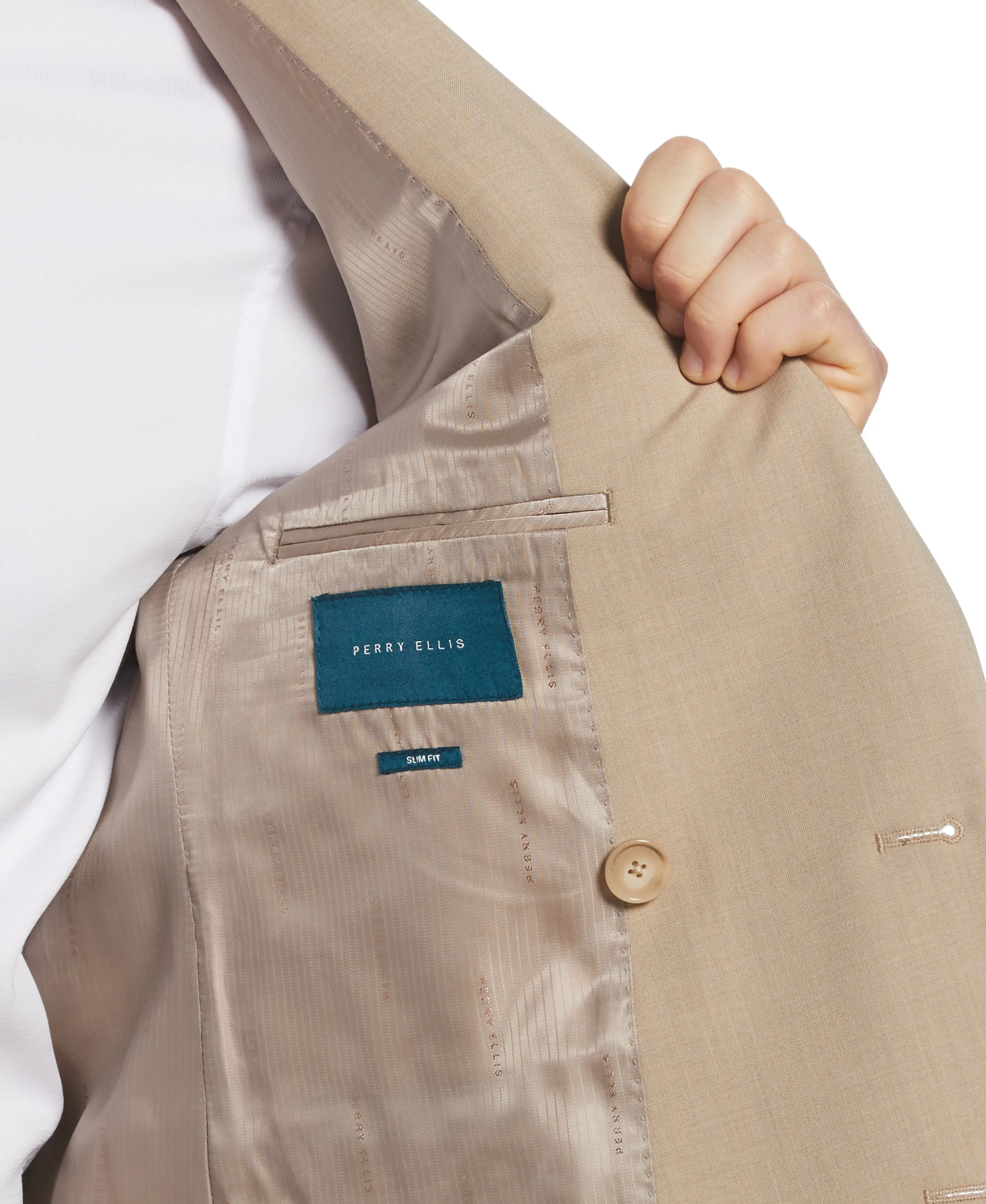 Slim Fit Double Breasted Peak Lapel Suit Jacket sold by Perry Ellis product image thumbnail 3