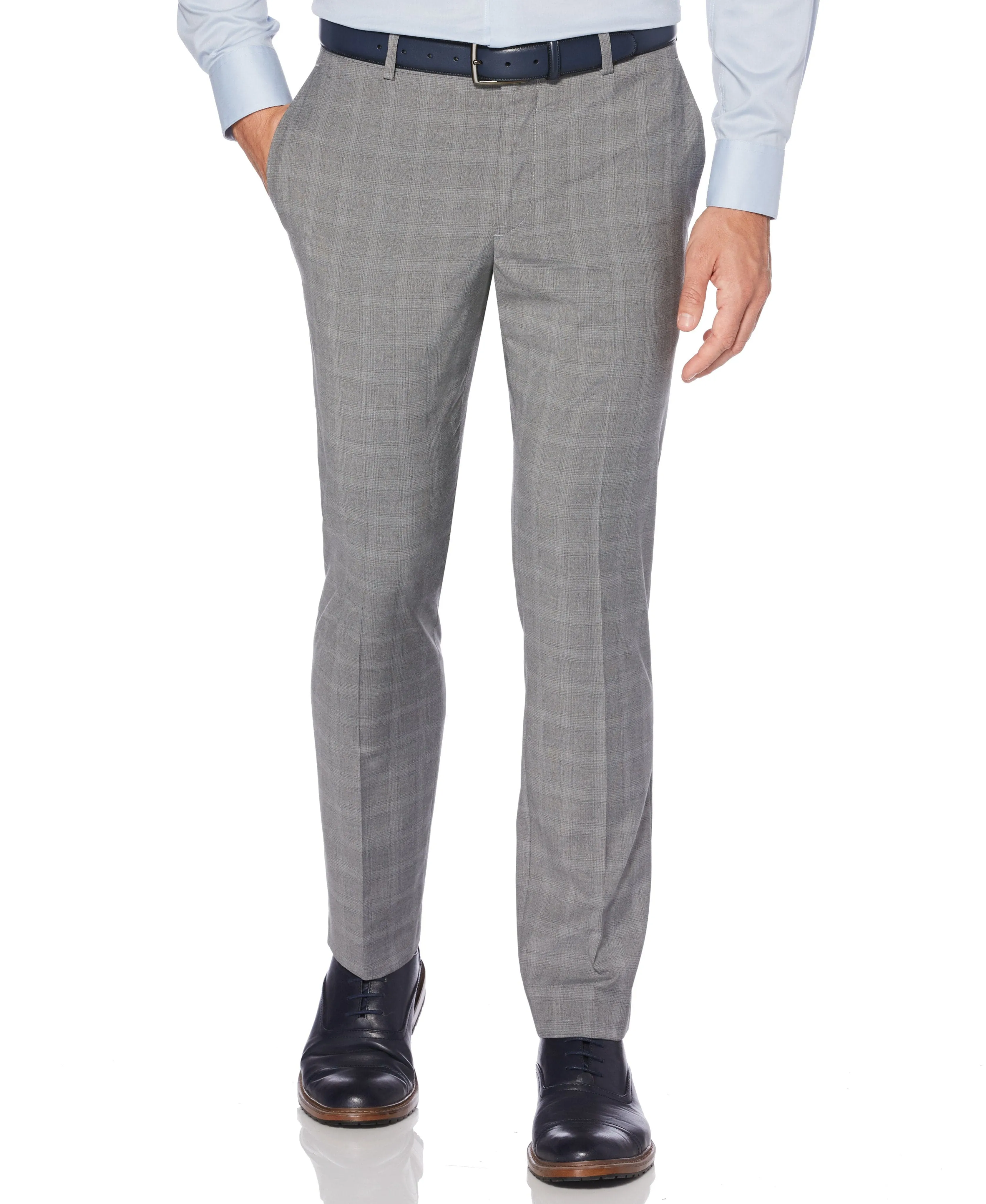 Very Slim Stretch Heathered Plaid Dress Pant sold by Perry Ellis
