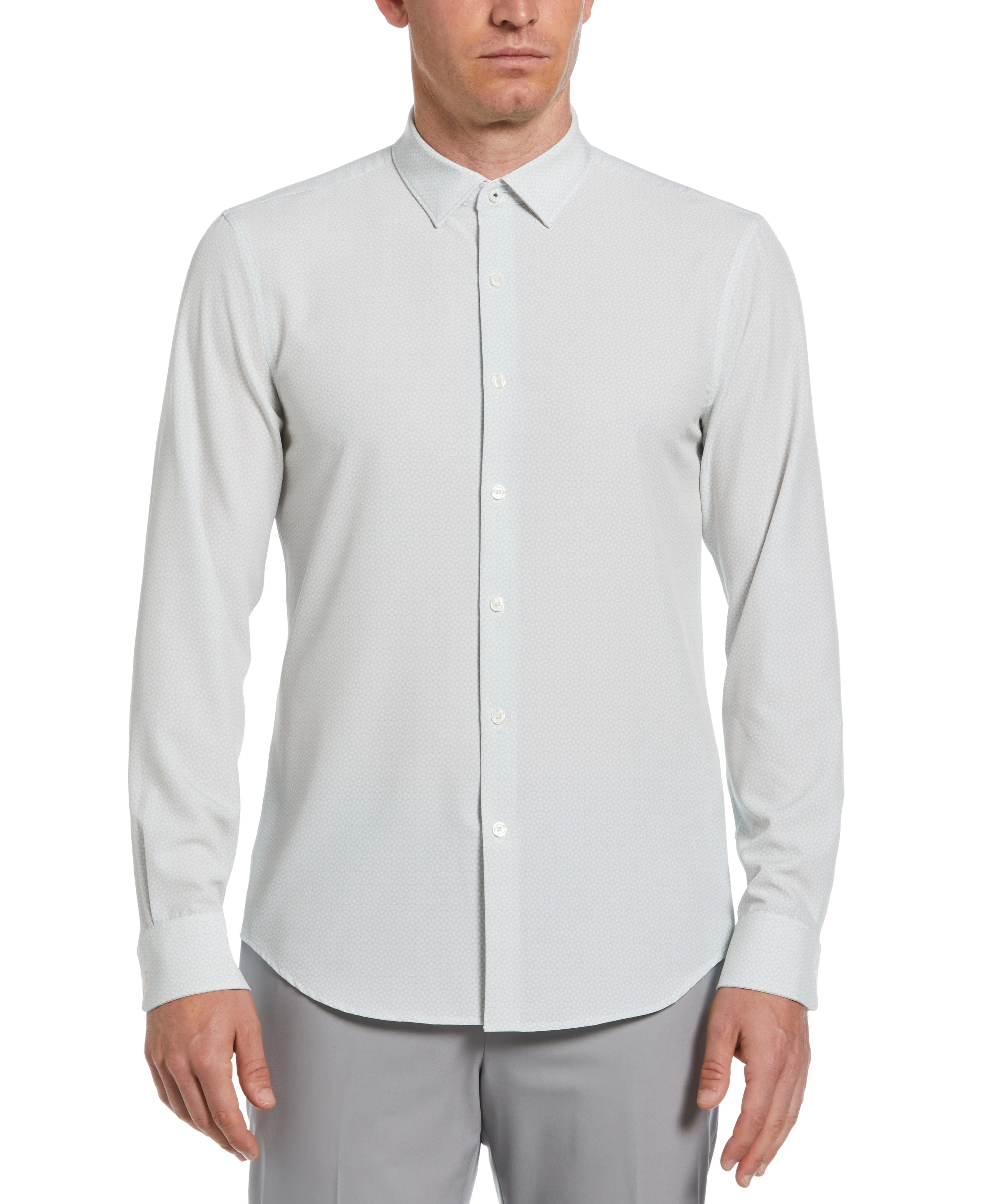 Untucked Total Stretch Slim Fit Triangle Grid Shirt sold by Perry Ellis