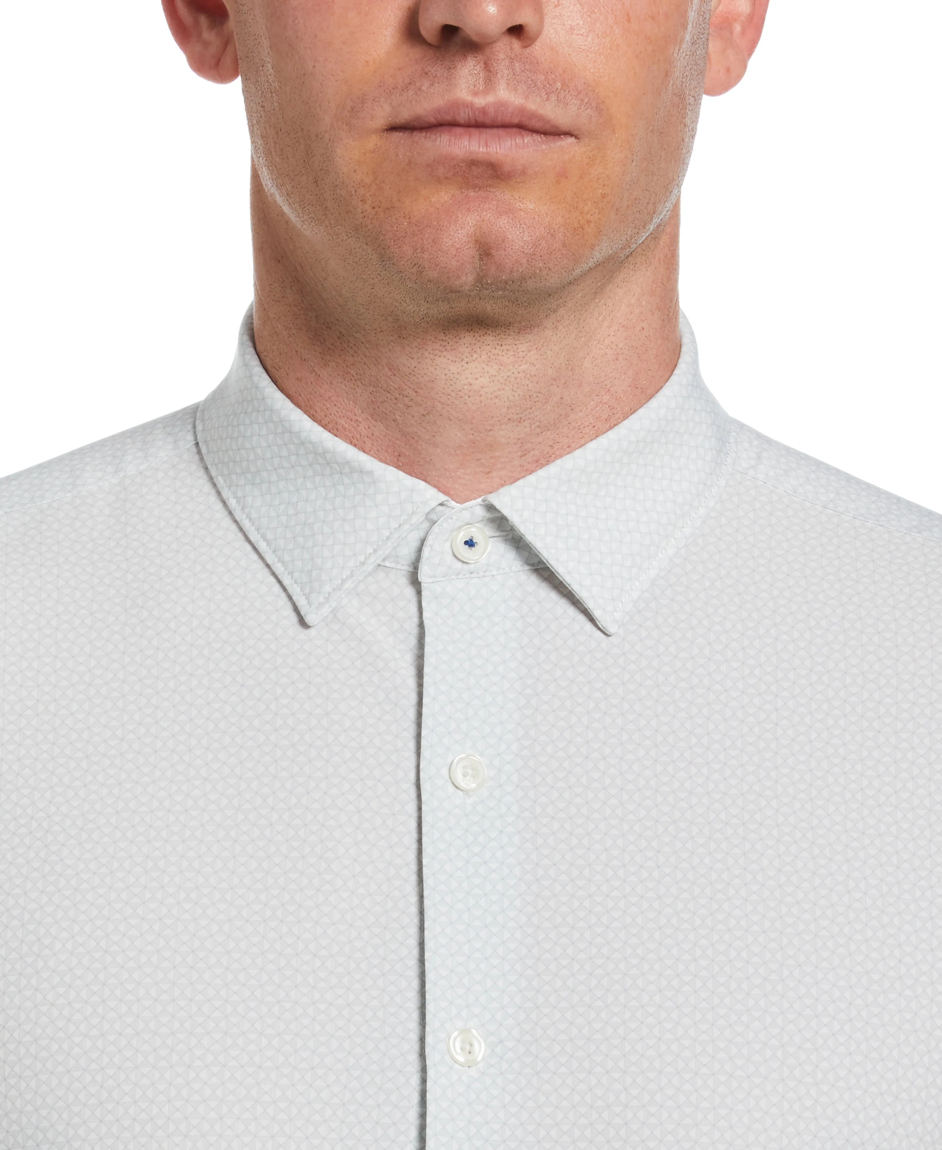 Untucked Total Stretch Slim Fit Triangle Grid Shirt sold by Perry Ellis product image thumbnail 3