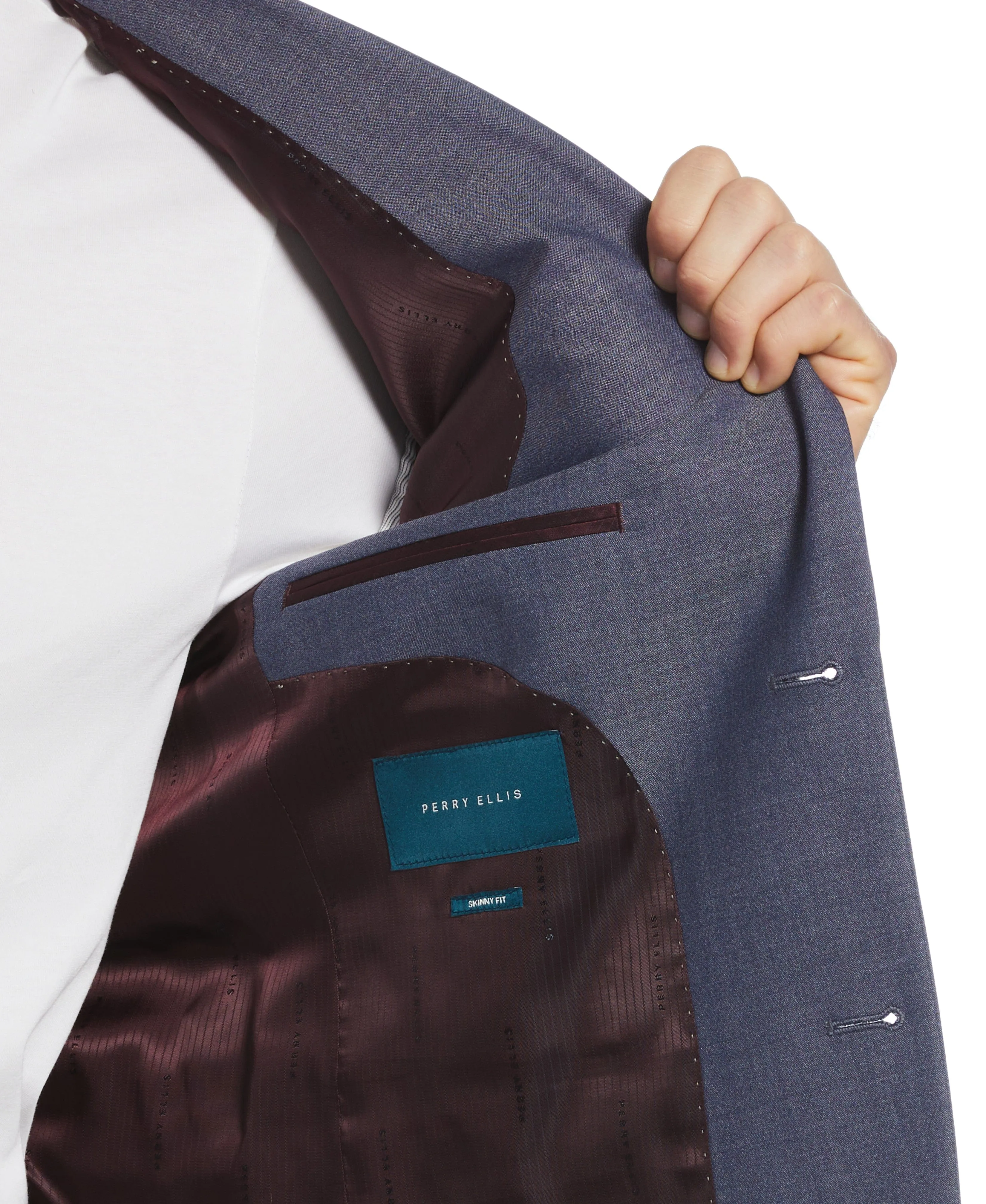 Skinny Fit Blue Notch Lapel Iridescent Suit sold by Perry Ellis product image thumbnail 5