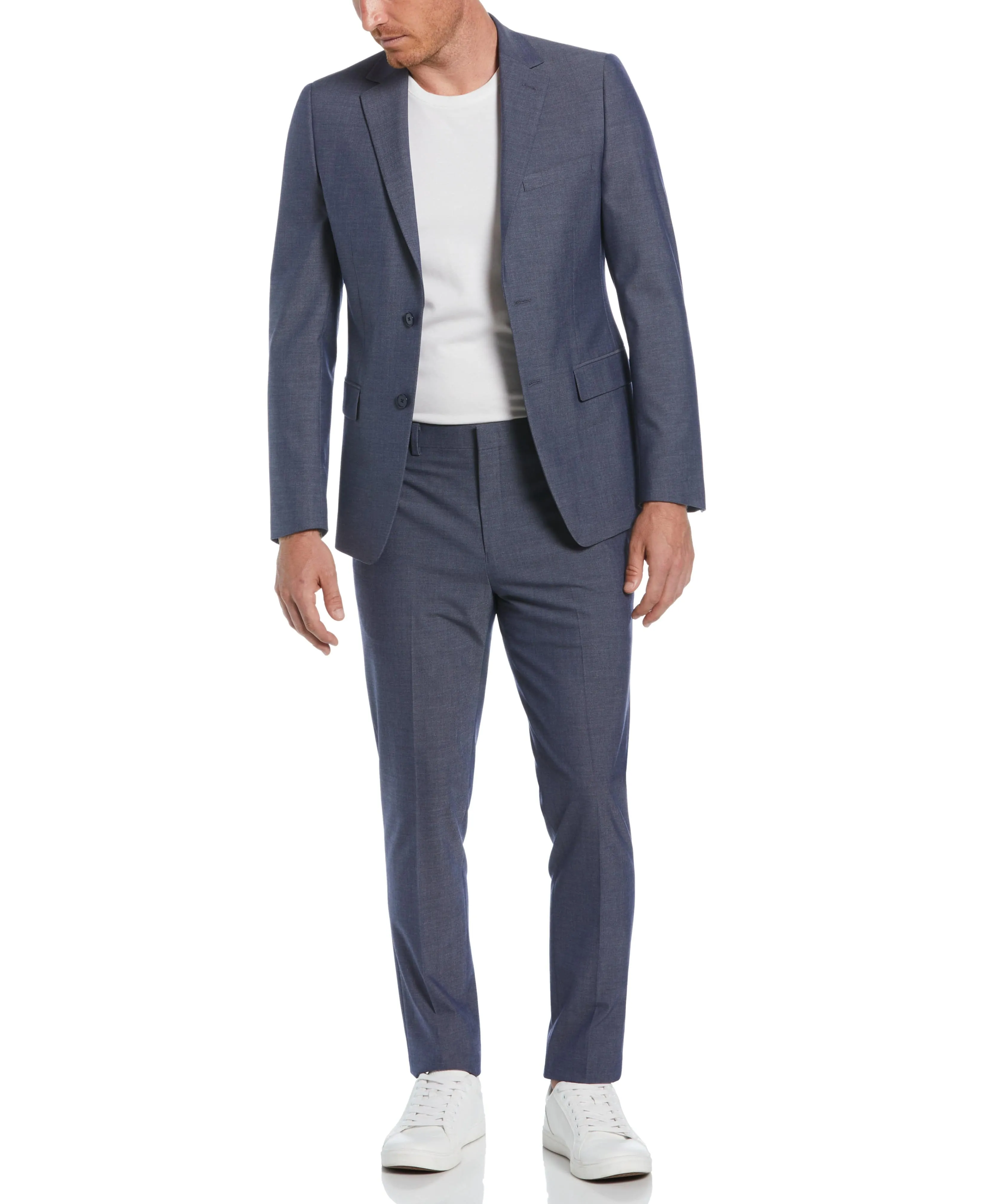 Skinny Fit Blue Notch Lapel Iridescent Suit sold by Perry Ellis